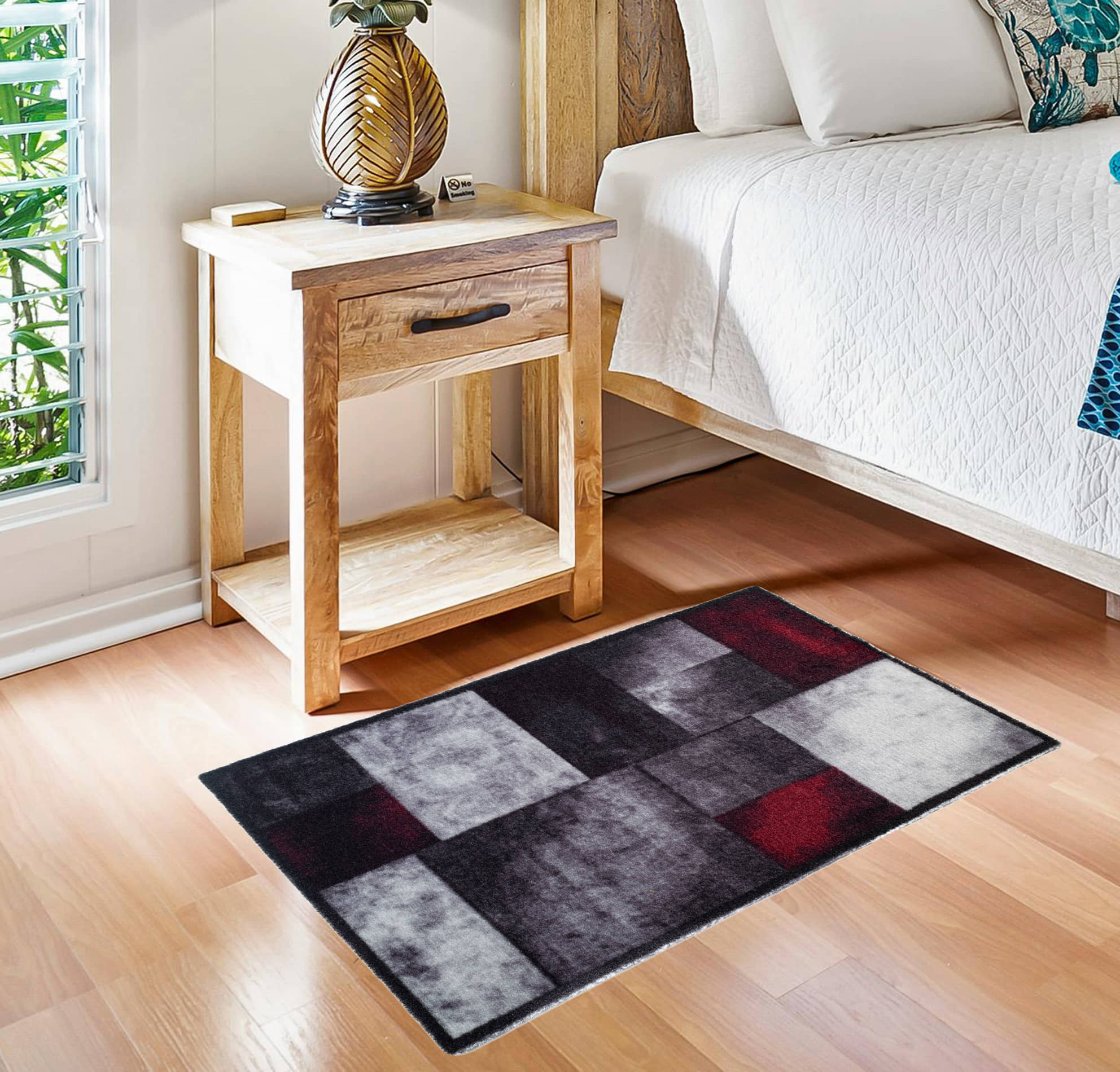 ADIRNY - Anti-skid Polycotton Door Mat ( 59 X 39 cm ) Single - Black