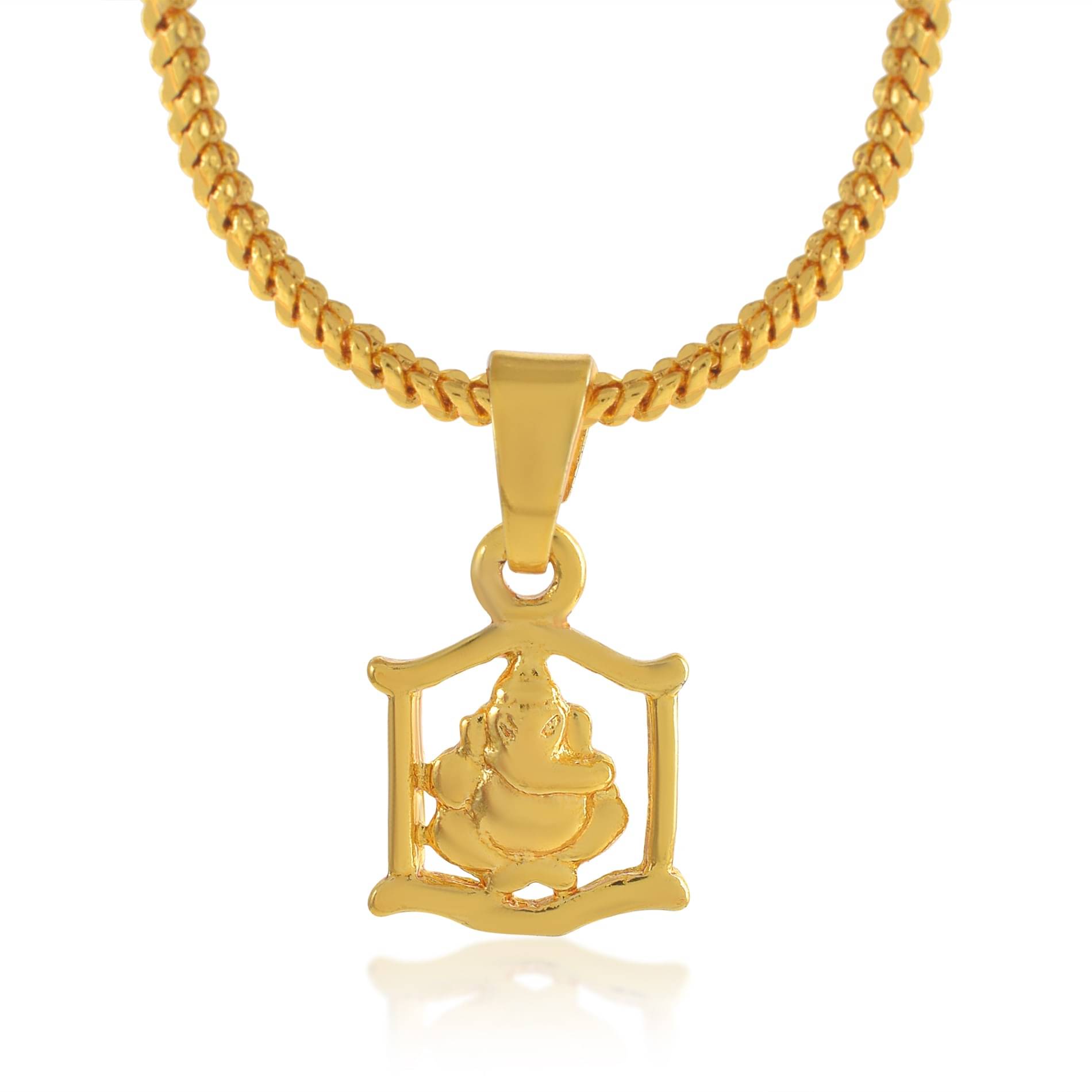     			ADMIER 1 gm Micro Gold plated Brass Chain Pendant locket Necklace Ganesh ganapti ganpati bappa for Men,women