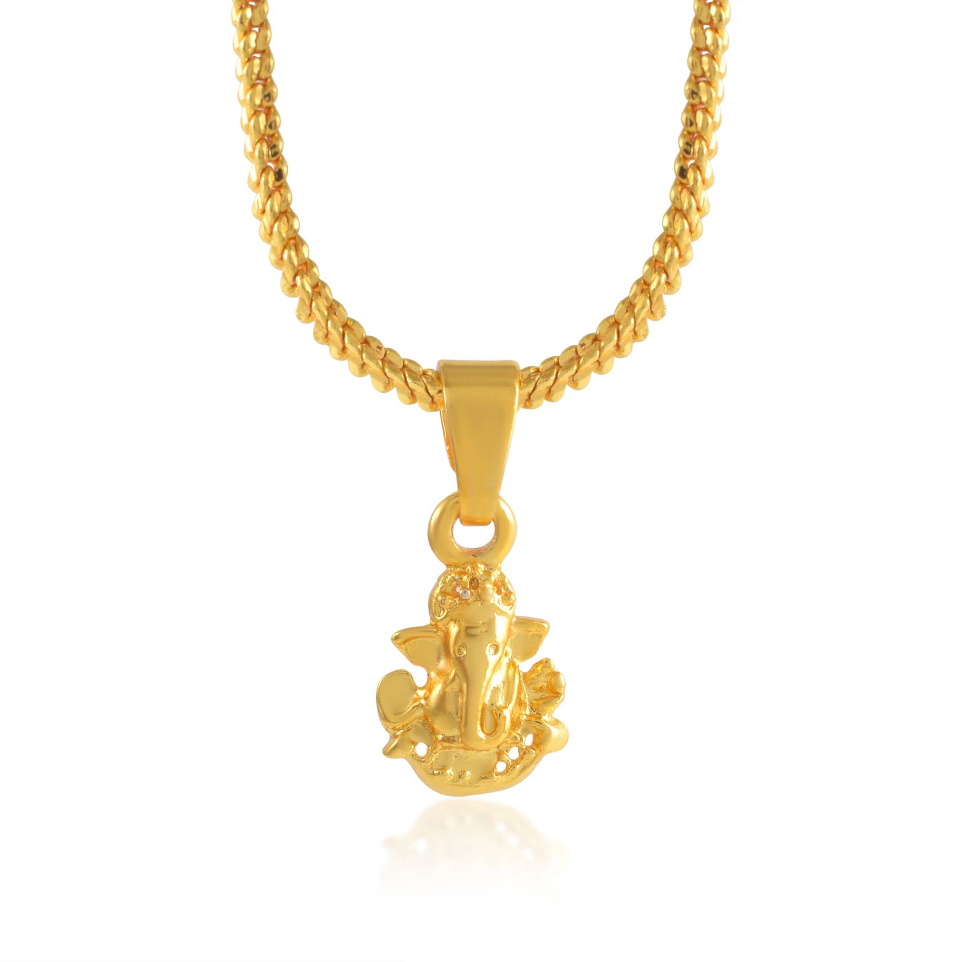     			ADMIER 1 gm Micro Gold plated Brass Chain Pendant locket Necklace Ganesh ganapti ganpati bappa for Men,women