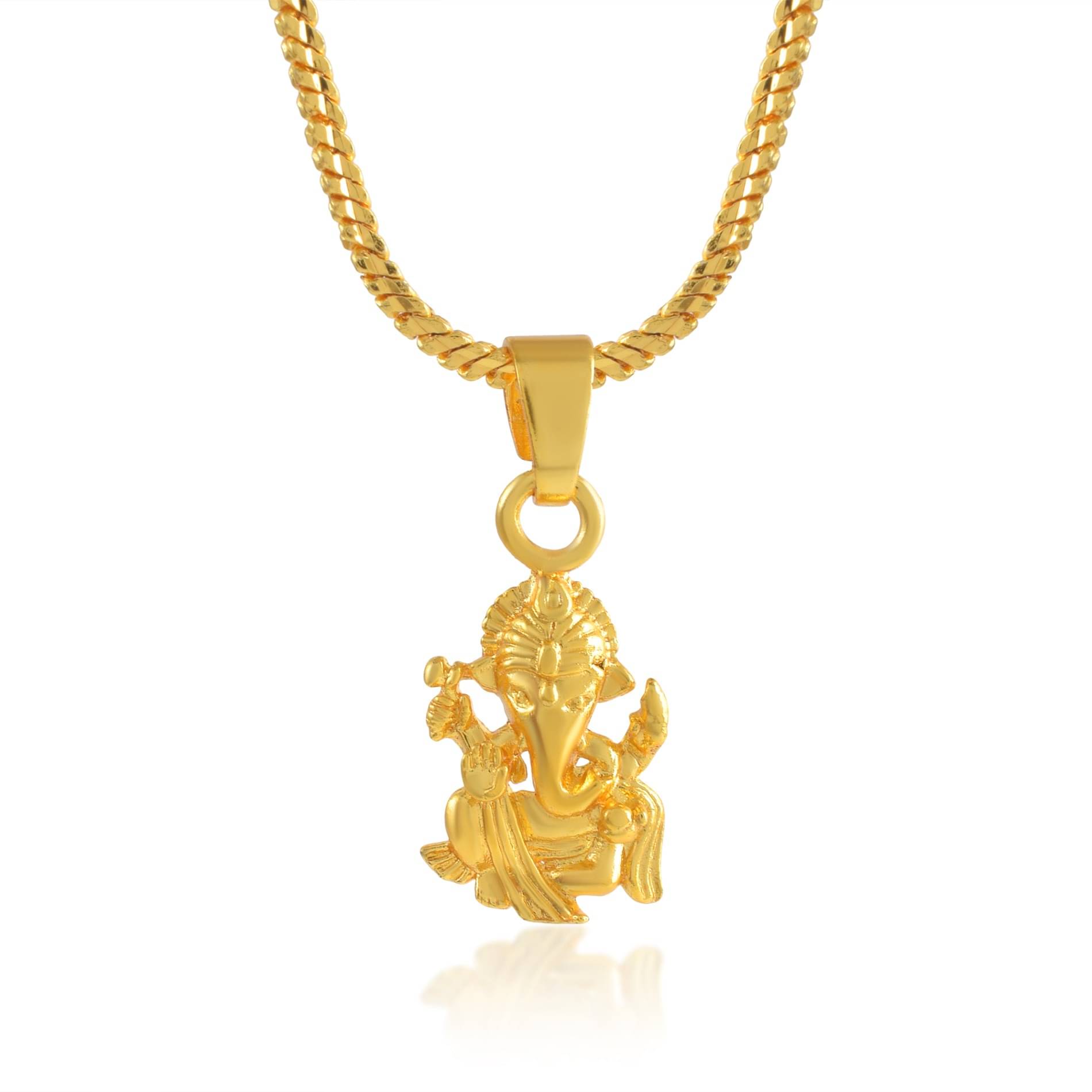     			ADMIER 1 gm Micro Gold plated Brass Chain Pendant locket Necklace Ganesh ganapti ganpati bappa for Men,women