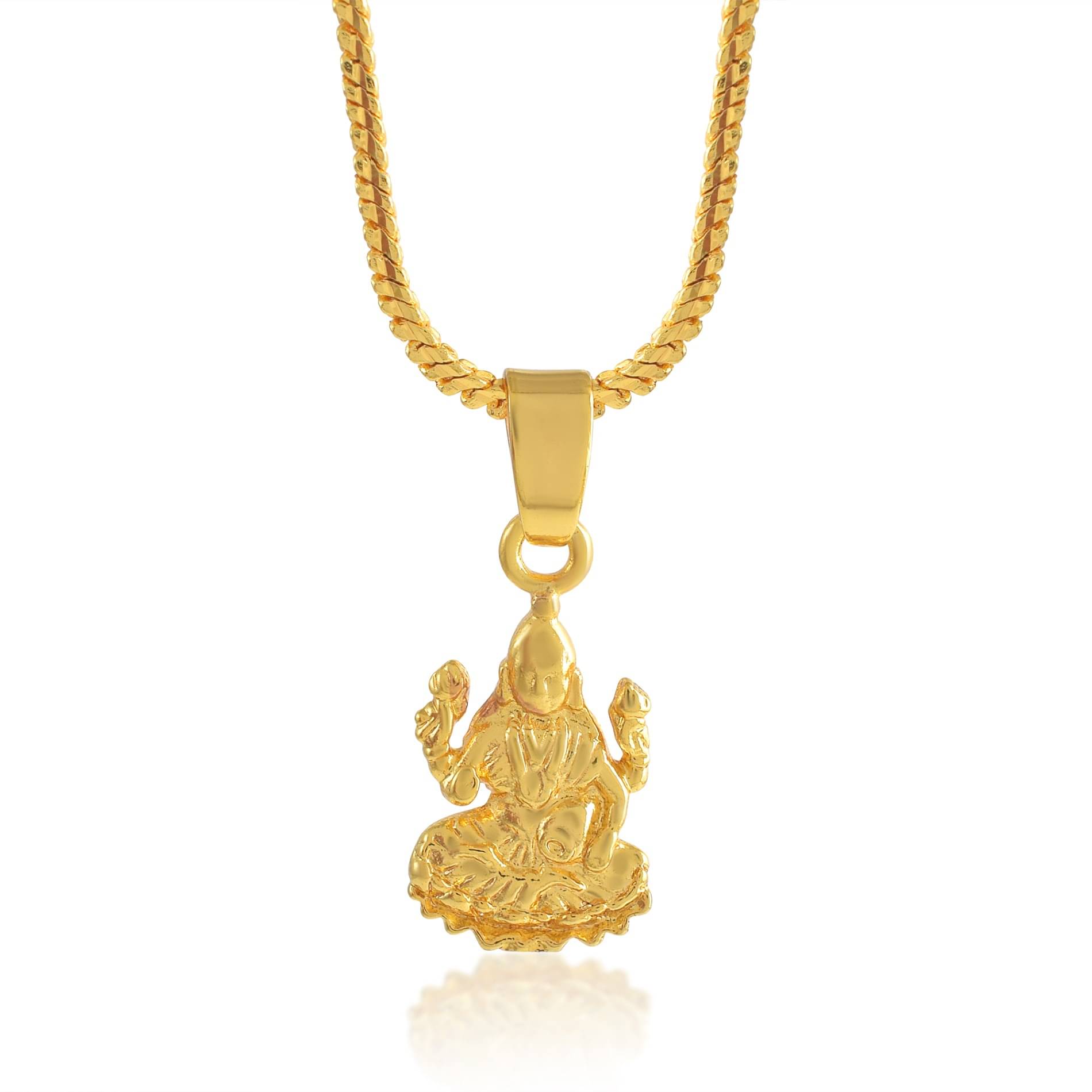    			Admier Goldplated Handmade Small and cute Lakshmi Chain pendant Necklace Women Hindu temple Jewellery