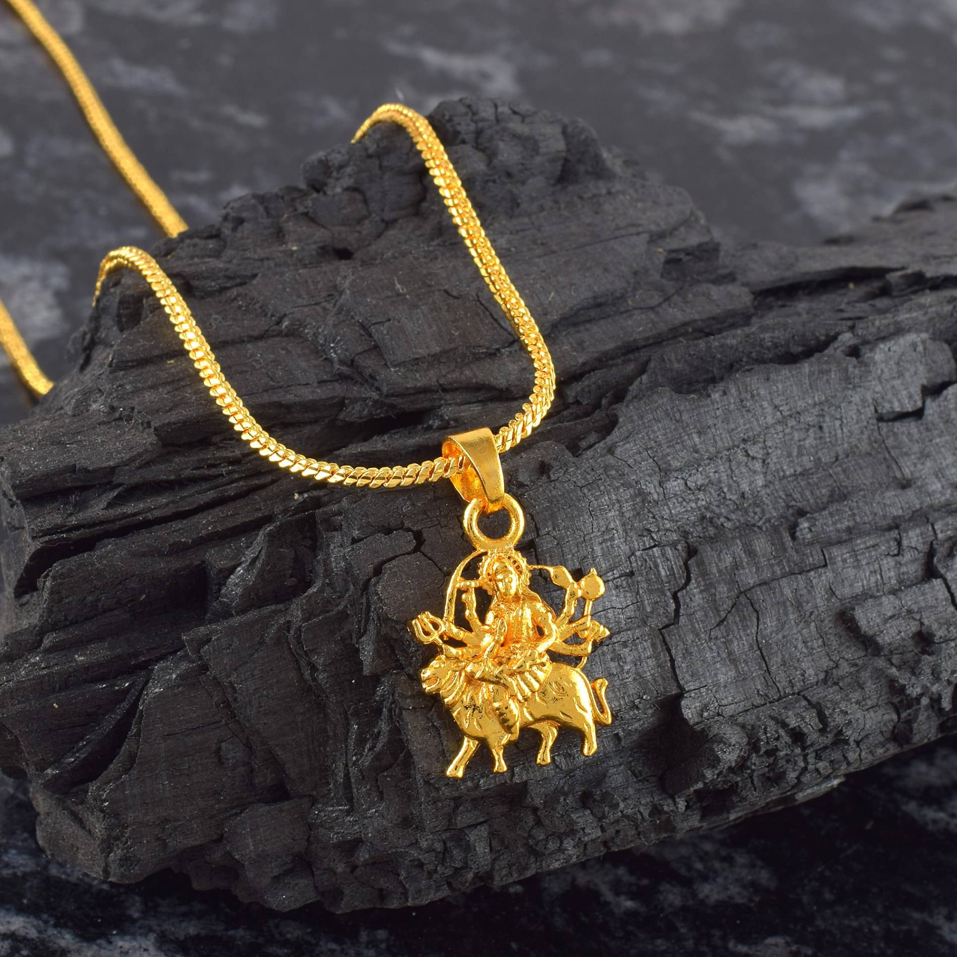 Admier gold plated Durga mata Vaishno Devi Maa Sherawali Mata religious  pendant for men women(ACPC0178)