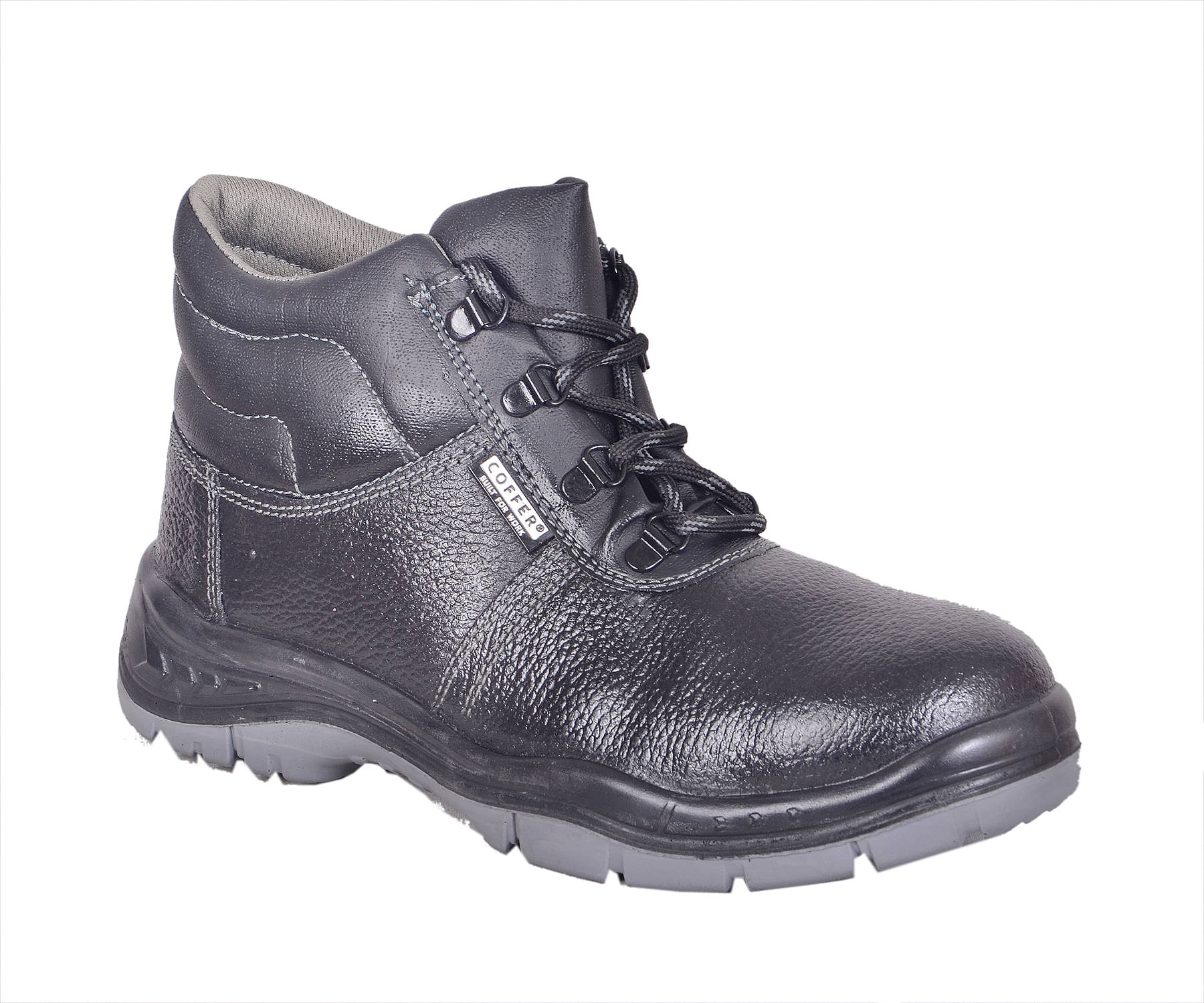     			Coffer Safety Mid Ankle Black Safety Shoes