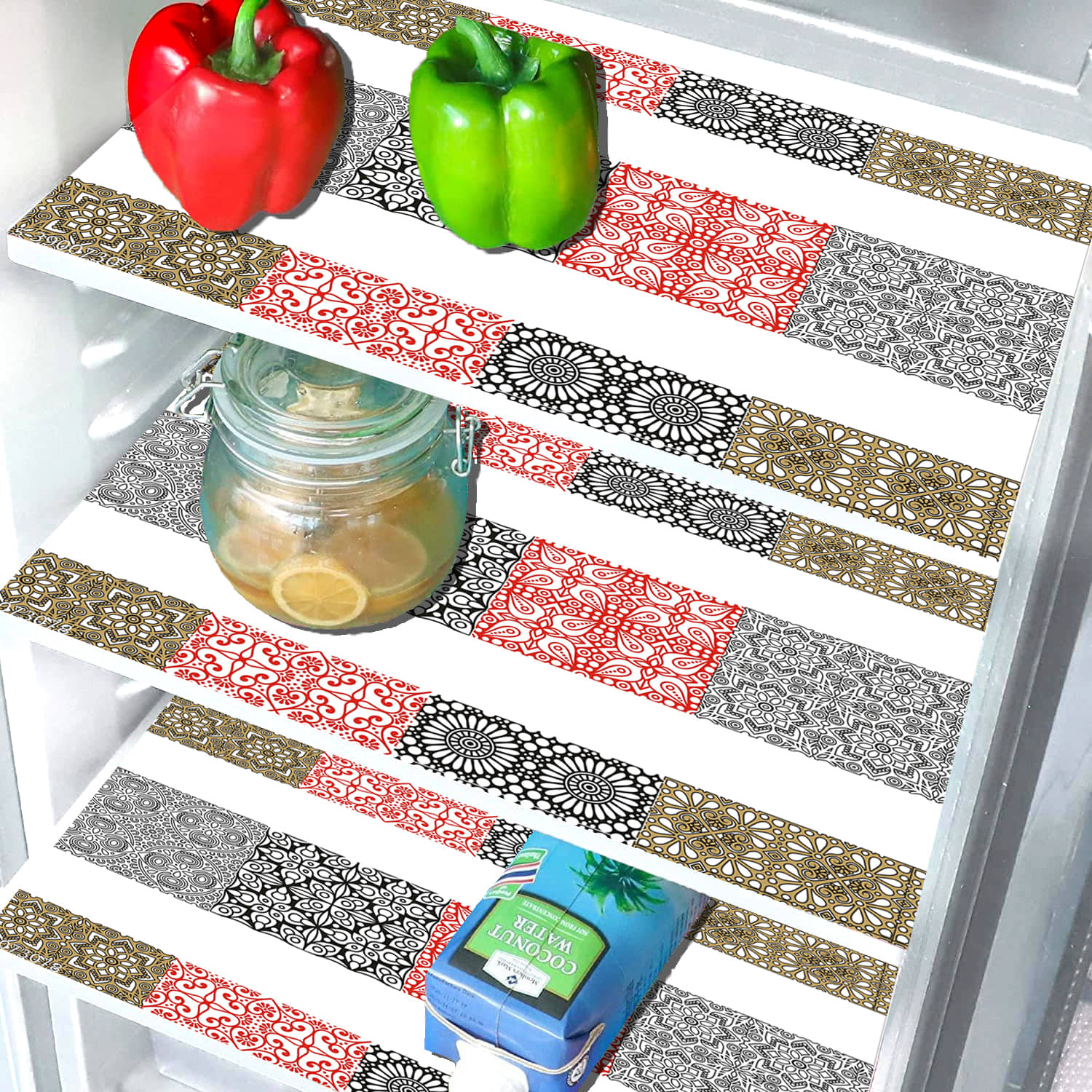 Crosmo PVC Abstract Fridge Mats ( 43 28 ) Pack of 3 - Multicolor