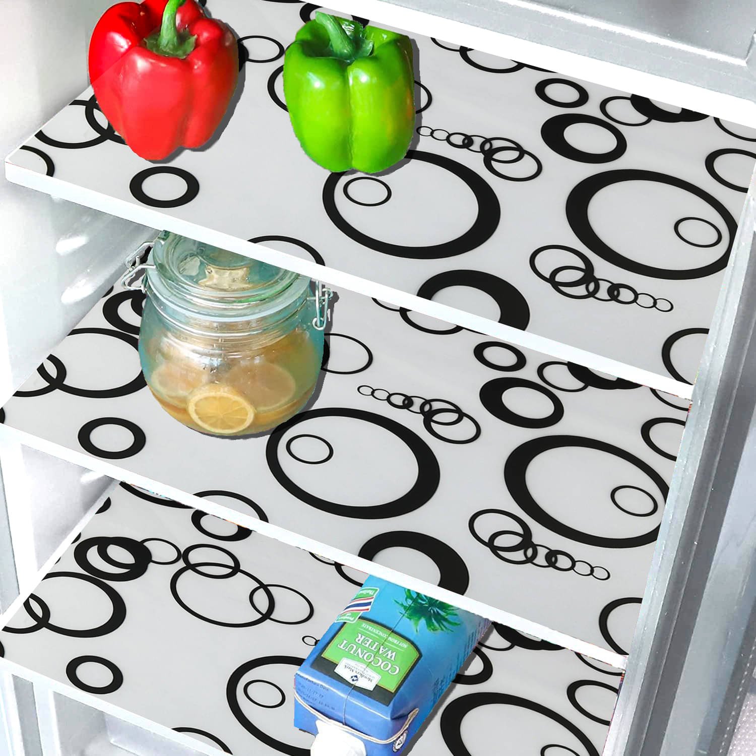 Crosmo PVC Abstract Fridge Mats ( 43 28 ) Pack of 3 - BLack Crosmo PVC Abstract Fridge Mats ( 43 28 ) Pack of 3 - BLack