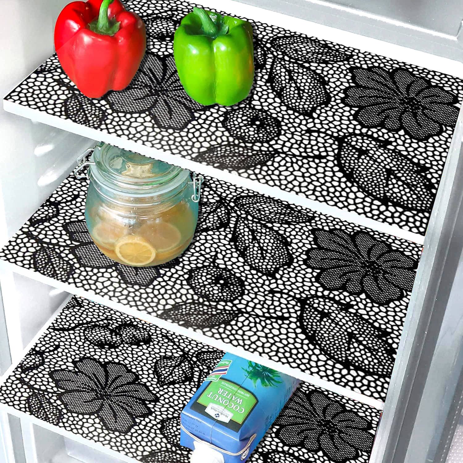 Crosmo PVC Floral Printed Fridge Mats ( 43 28 ) Pack of 3 - Gray Crosmo PVC Floral Printed Fridge Mats ( 43 28 ) Pack of 3 - Gray