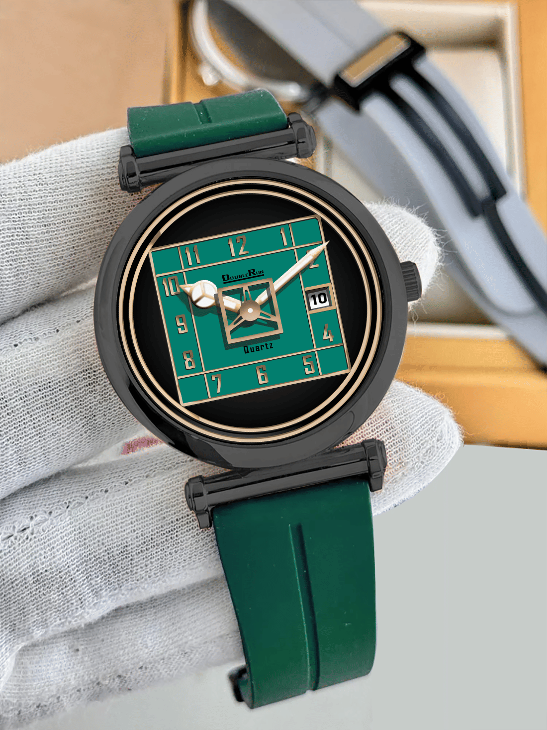     			DoubleRun Black Silicon Analog Men's Watch