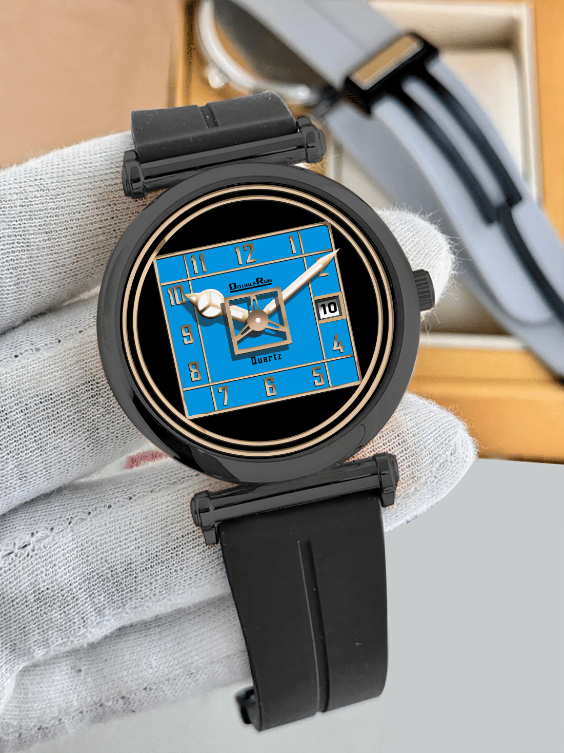     			DoubleRun Black Silicon Analog Men's Watch