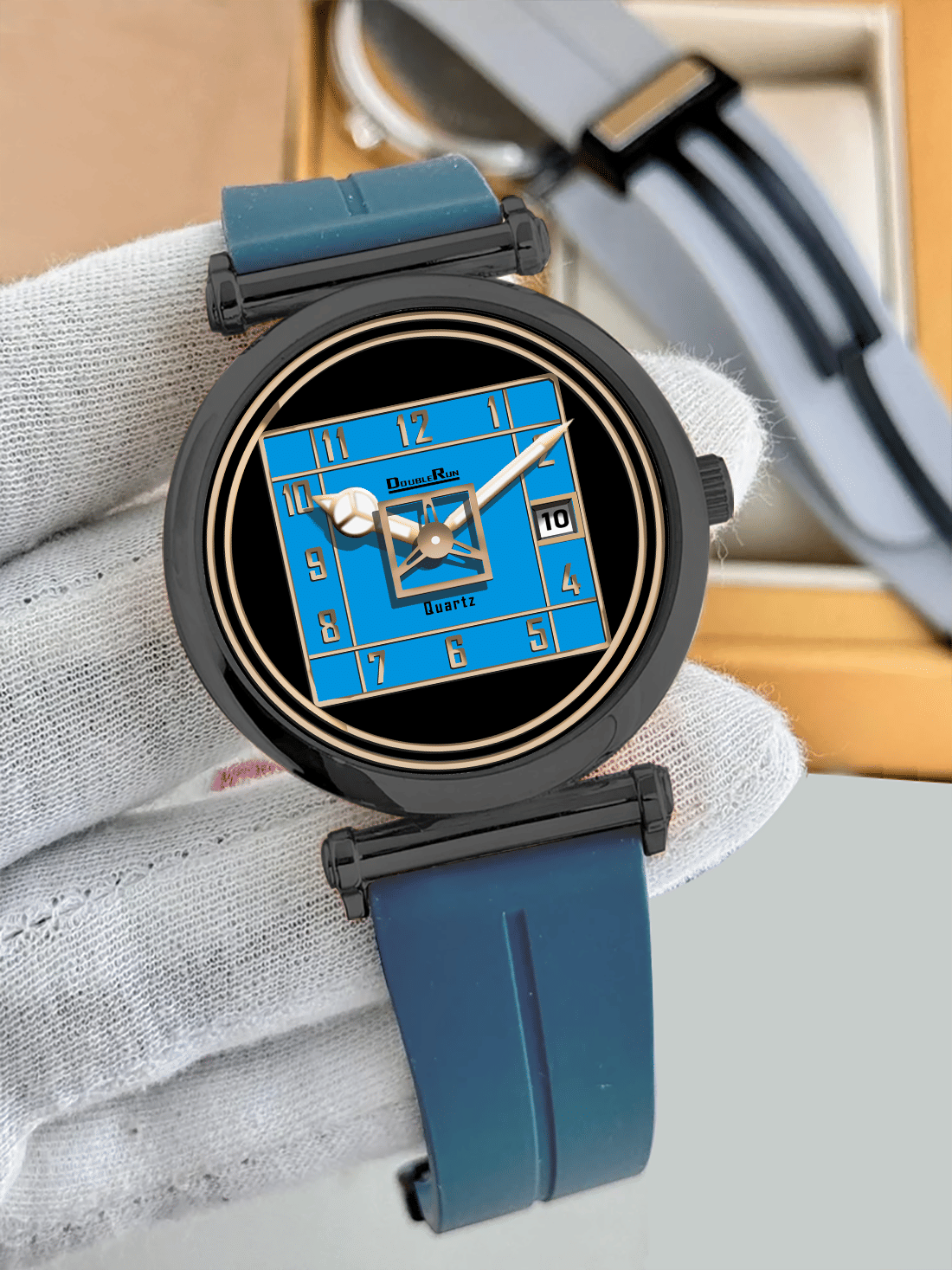     			DoubleRun Light Blue Silicon Analog Men's Watch