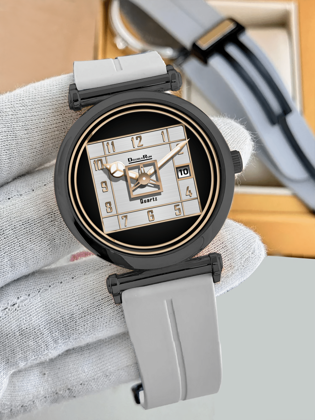     			DoubleRun Light Grey Silicon Analog Men's Watch