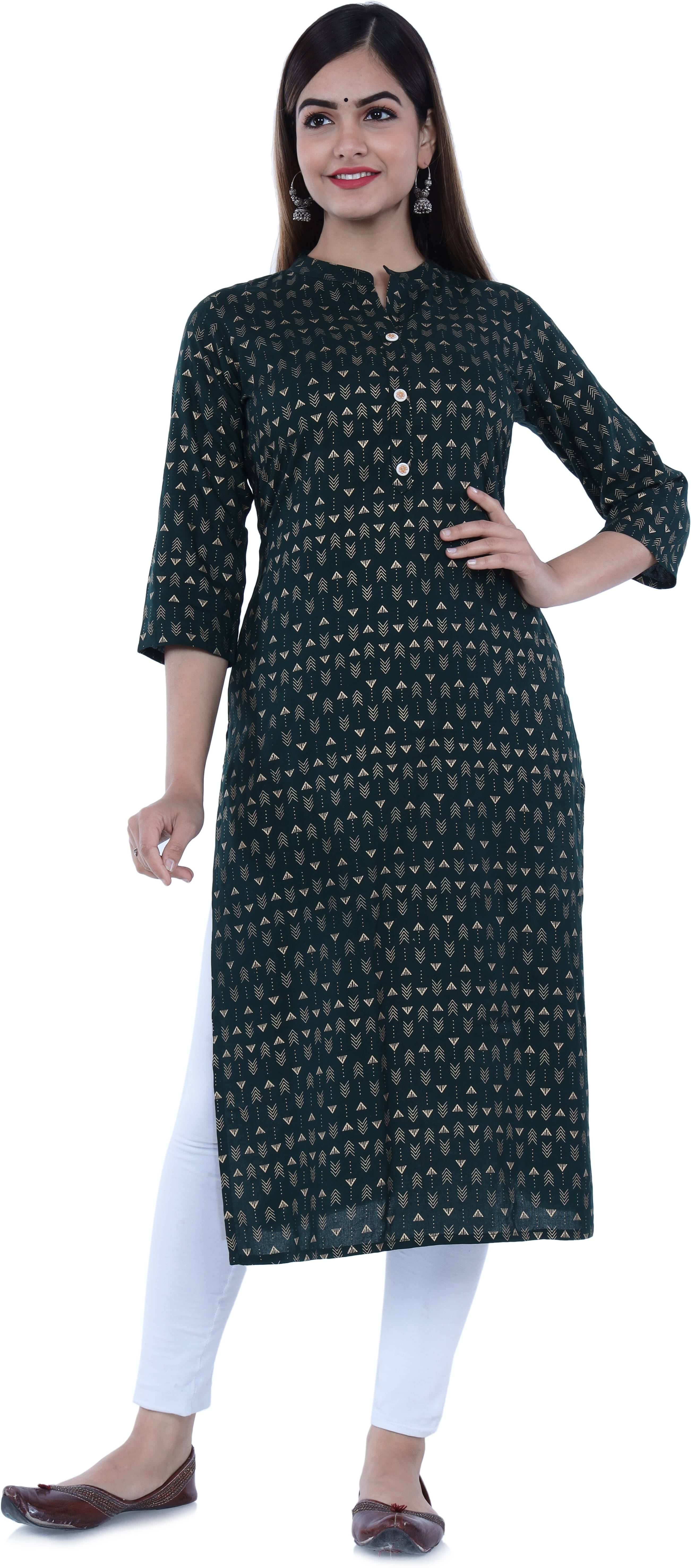 GlowWorld Viscose Blend Printed Straight Women's Kurti - Green ( Pack of 1 ) GlowWorld Viscose Blend Printed Straight Women's Kurti - Green ( Pack of 1 )