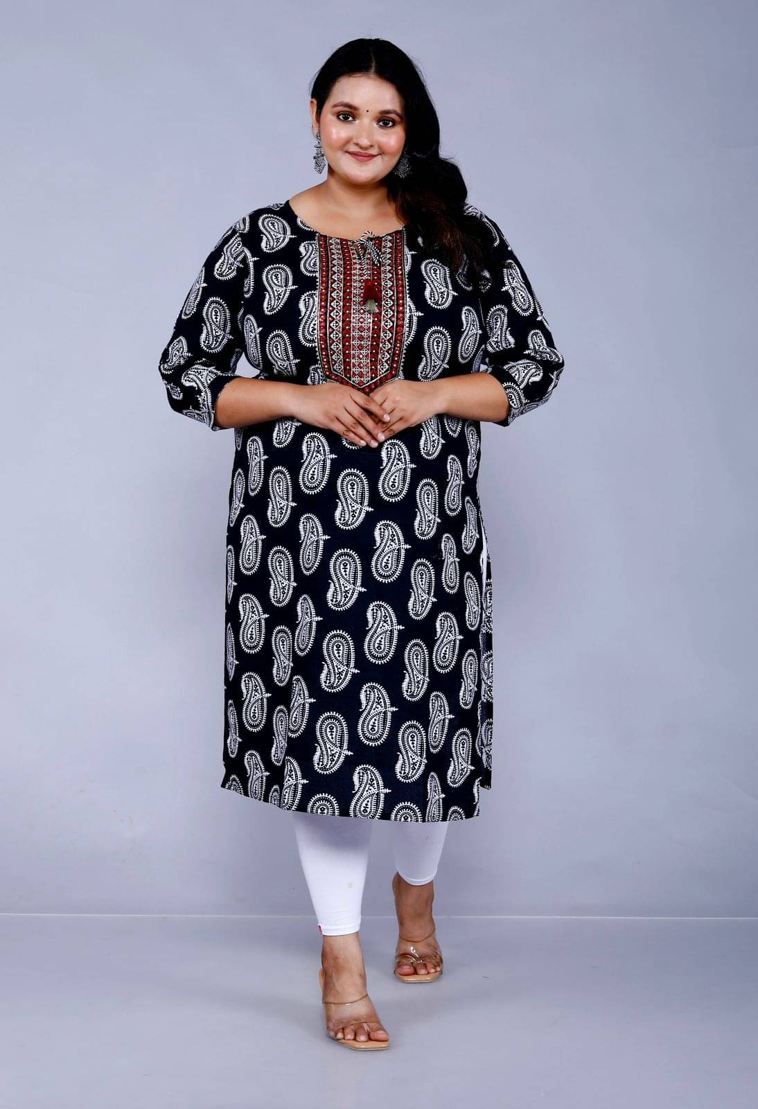 HIGHLIGHT FASHION EXPORT Cotton Embroidered Straight Women's Kurti - Black ( Pack of 1 ) HIGHLIGHT FASHION EXPORT Cotton Embroidered Straight Women's Kurti - Black ( Pack of 1 )