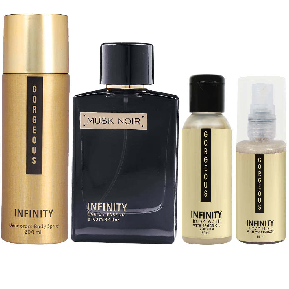     			Infinity Musk Noir Perfume, Gorgeous Deodorant, Gorgeous Body Wash & Gorgeous Body Mist Long Lasting Pack of 4