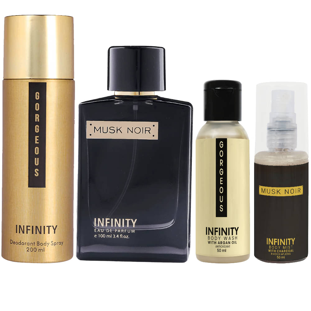     			Infinity Musk Noir Perfume, Gorgeous Deodorant, Gorgeous Body Wash & Musk Noir Body Mist Long Lasting Pack of 4