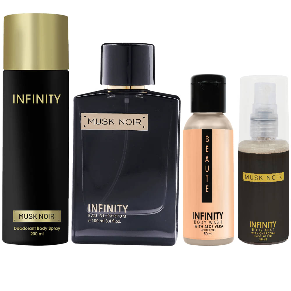     			Infinity Musk Noir Perfume, Musk Noir Deodorant, Beaute Body Wash & Musk Noir Body Mist Long Lasting Pack of 4