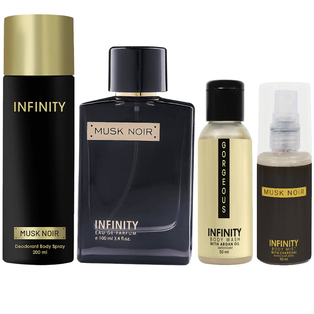     			Infinity Musk Noir Perfume, Musk Noir Deodorant, Gorgeous Body Wash & Musk Noir Body Mist Long Lasting Pack of 4