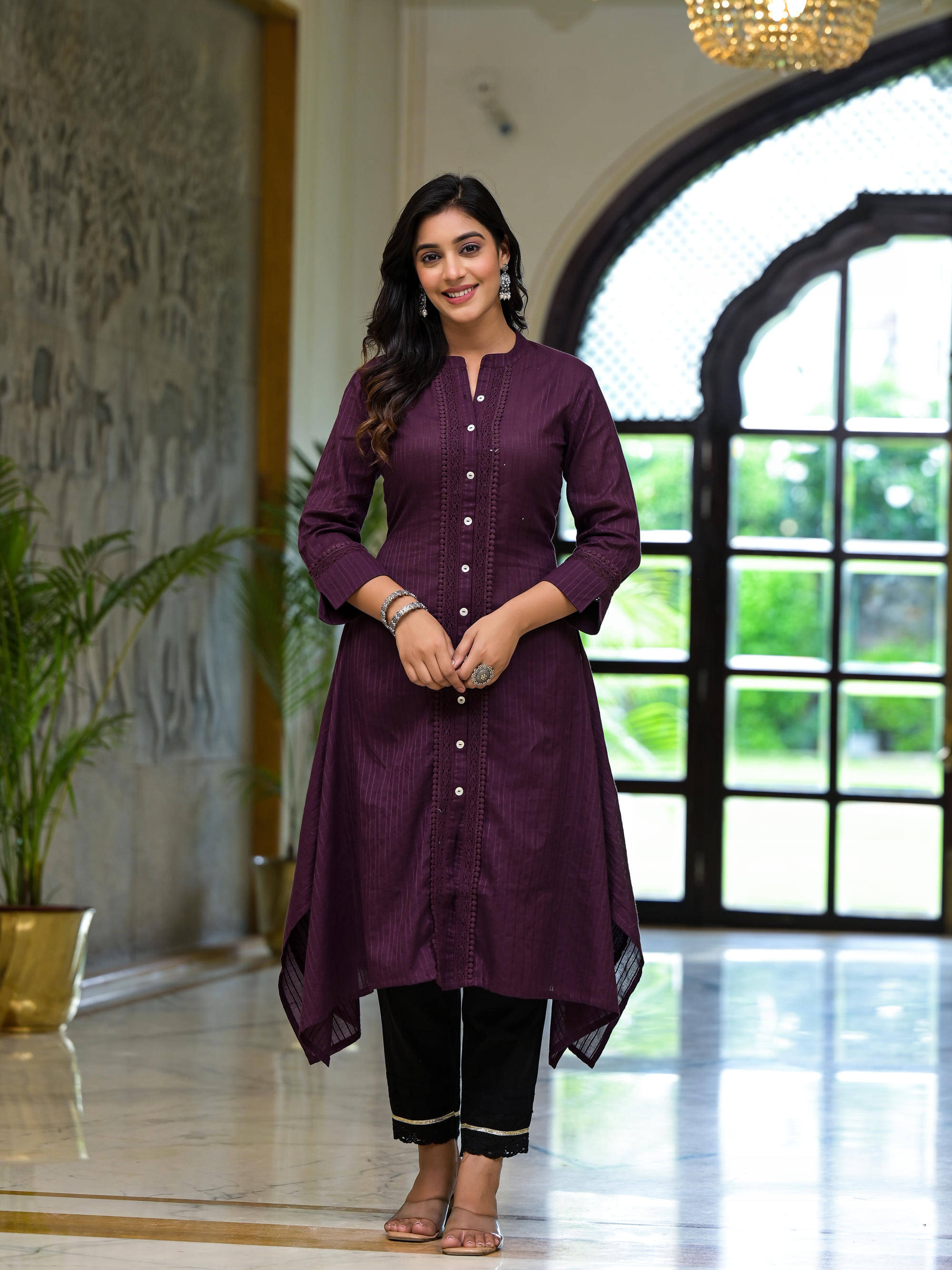 Juniper Cotton Self Design A-line Women's Kurti - Purple ( Pack of 1 ) Juniper Cotton Self Design A-line Women's Kurti - Purple ( Pack of 1 )