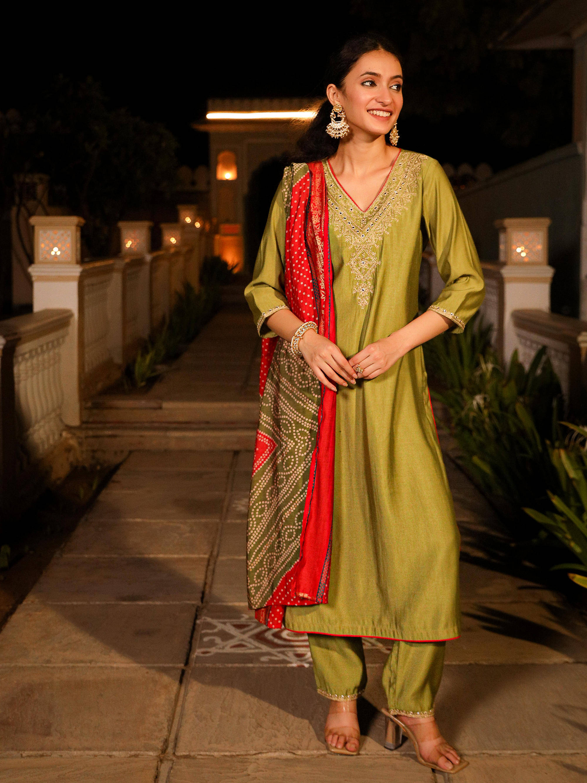 Juniper Viscose Embroidered Kurti With Salwar Women's Stitched Salwar Suit - Green ( Pack of 1 ) Juniper Viscose Embroidered Kurti With Salwar Women's Stitched Salwar Suit - Green ( Pack of 1 )