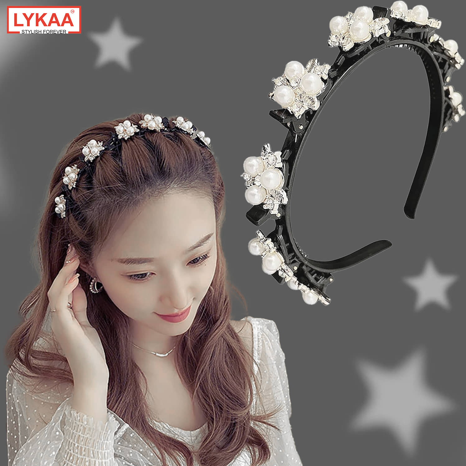 Lykaa Stylish Braided Double Layer Twist Plait Plastic Headband with Elegant Flower For Women, Girls - Jewellery Sets | Buy online on ZillyBuy