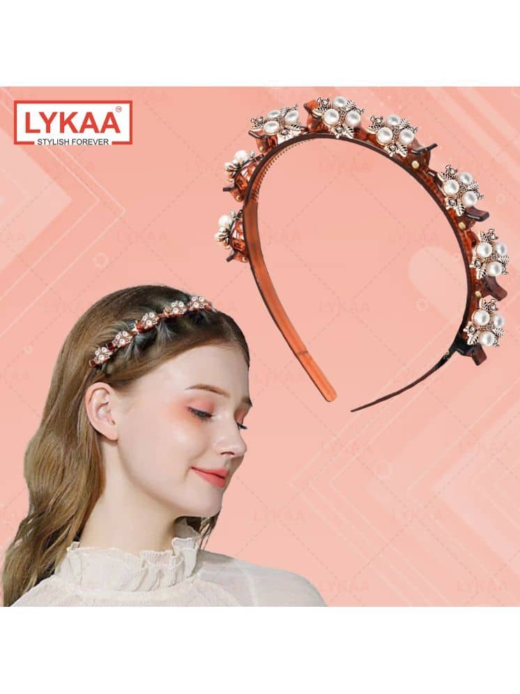Lykaa Stylish Braided Double Layer Twist Plait Plastic Headband with Elegant Flower For Girls - 1Pcs - Jewellery Sets | Buy online on ZillyBuy