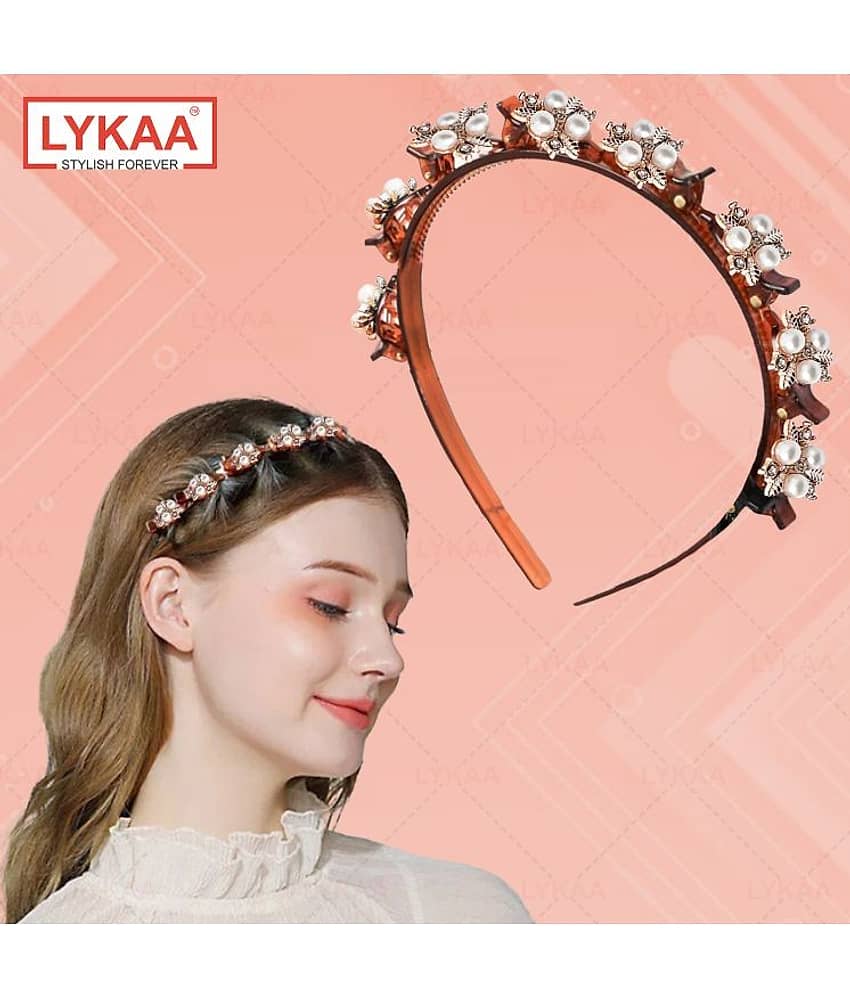 Lykaa Stylish Braided Double Layer Twist Plait Plastic Headband with Elegant Flower For Girls - 1Pcs - Jewellery Sets | Buy online on ZillyBuy