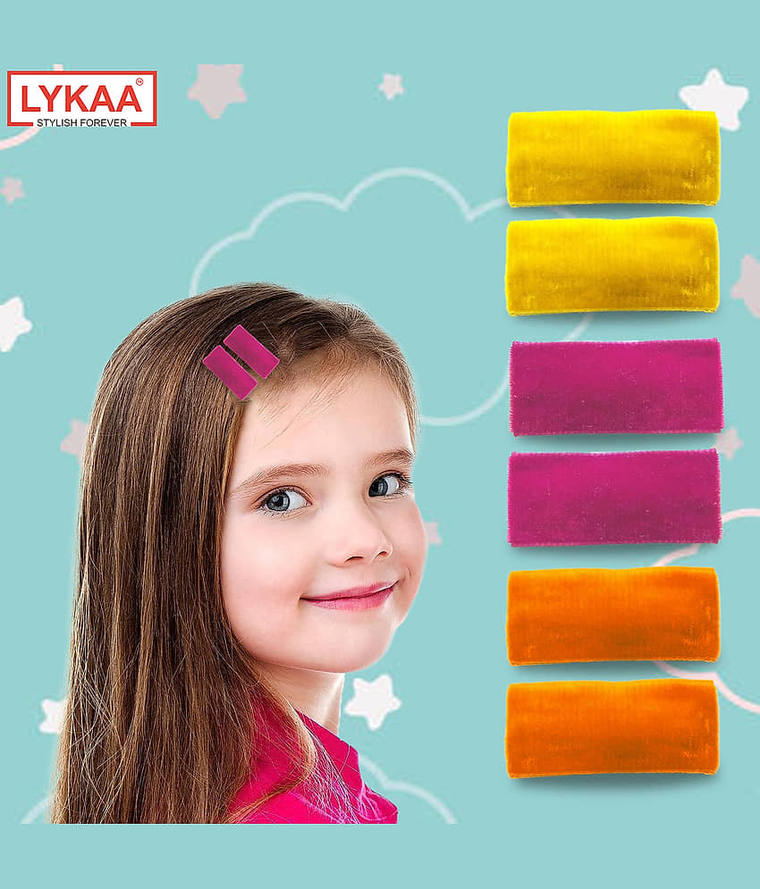 Lykaa Rectangular Shape Velvet Hair Tic Tac Clips For Baby Girl, Kids (Pack of 6, Multicolor) - Jewellery Sets | Buy online on ZillyBuy