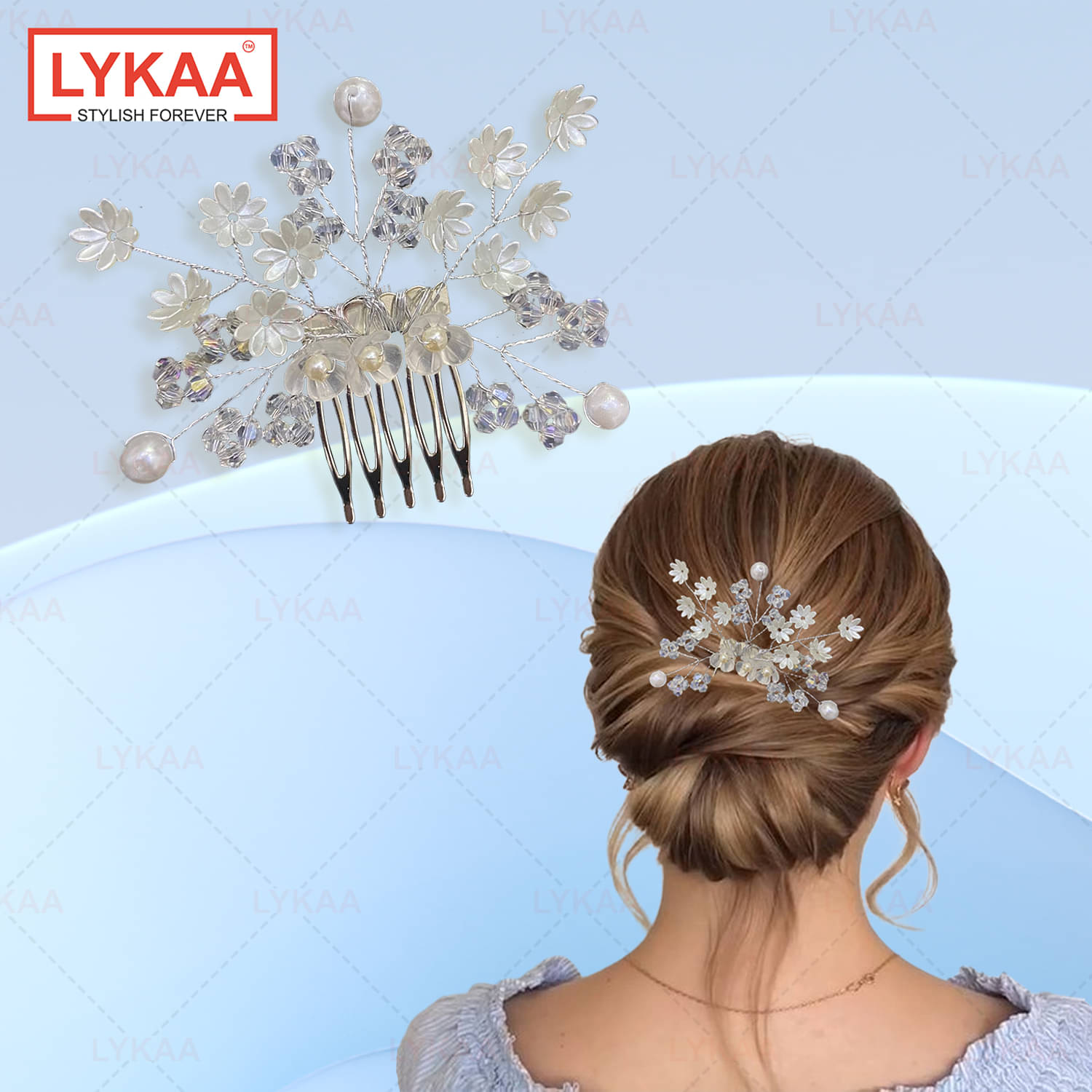     			Lykaa Stylish Korean Pearls Hair Clips Hairpin, Side Pin Hair Accessories For Women Girls - Silver