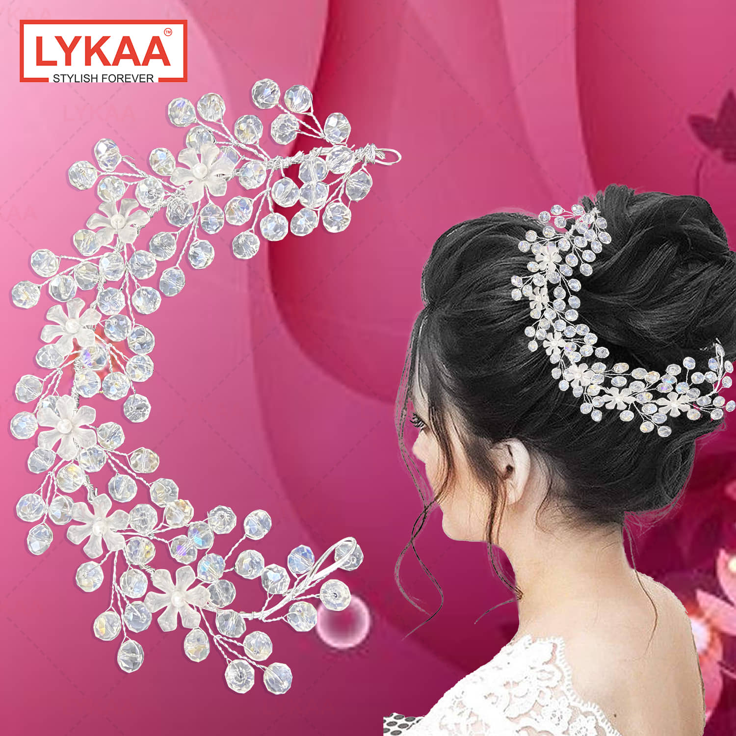 Lykaa Artificial Flower & Pearl Style Juda Bun Floral Bridal Brooch & Hair Pins For Women & Girls - Jewellery Sets | Buy online on ZillyBuy