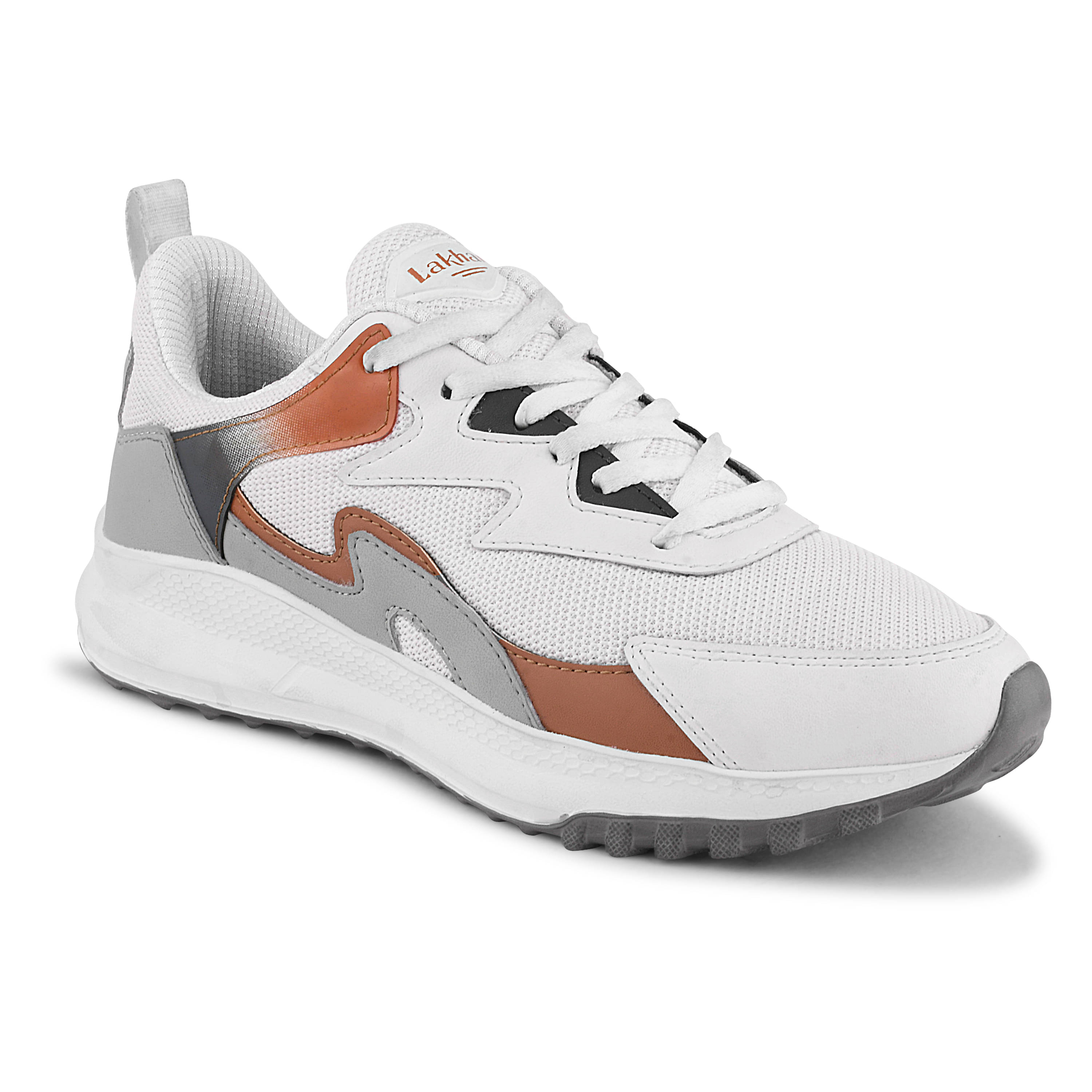     			Lakhani Aashirwad E-Active-02_Wht-Tan White Men's Sports Running Shoes