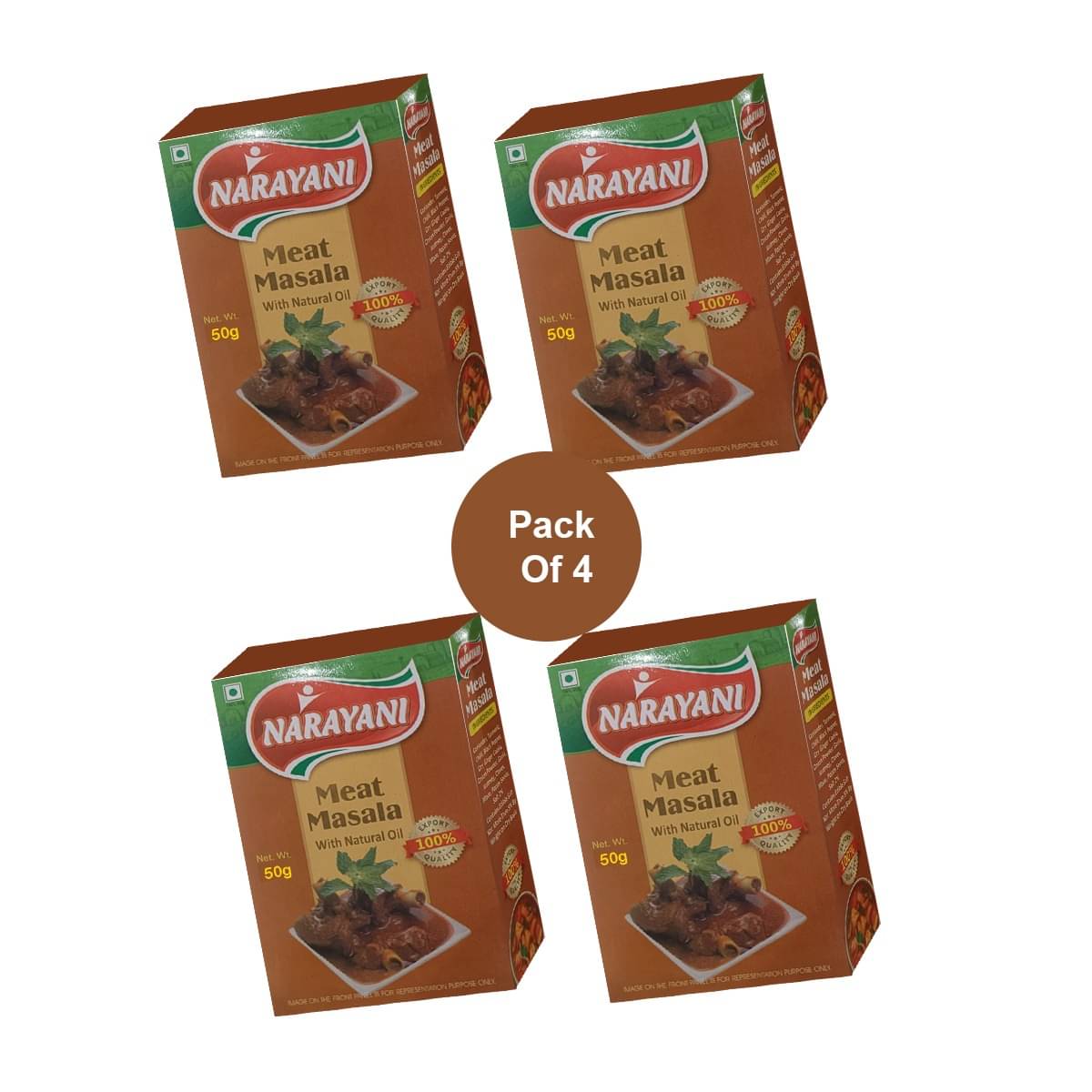 Narayani Spices Meat Masala Combo 50gmX4 Pack Masala 50 gm     			Narayani Spices Meat Masala Combo 50gmX4 Pack Masala 50 gm