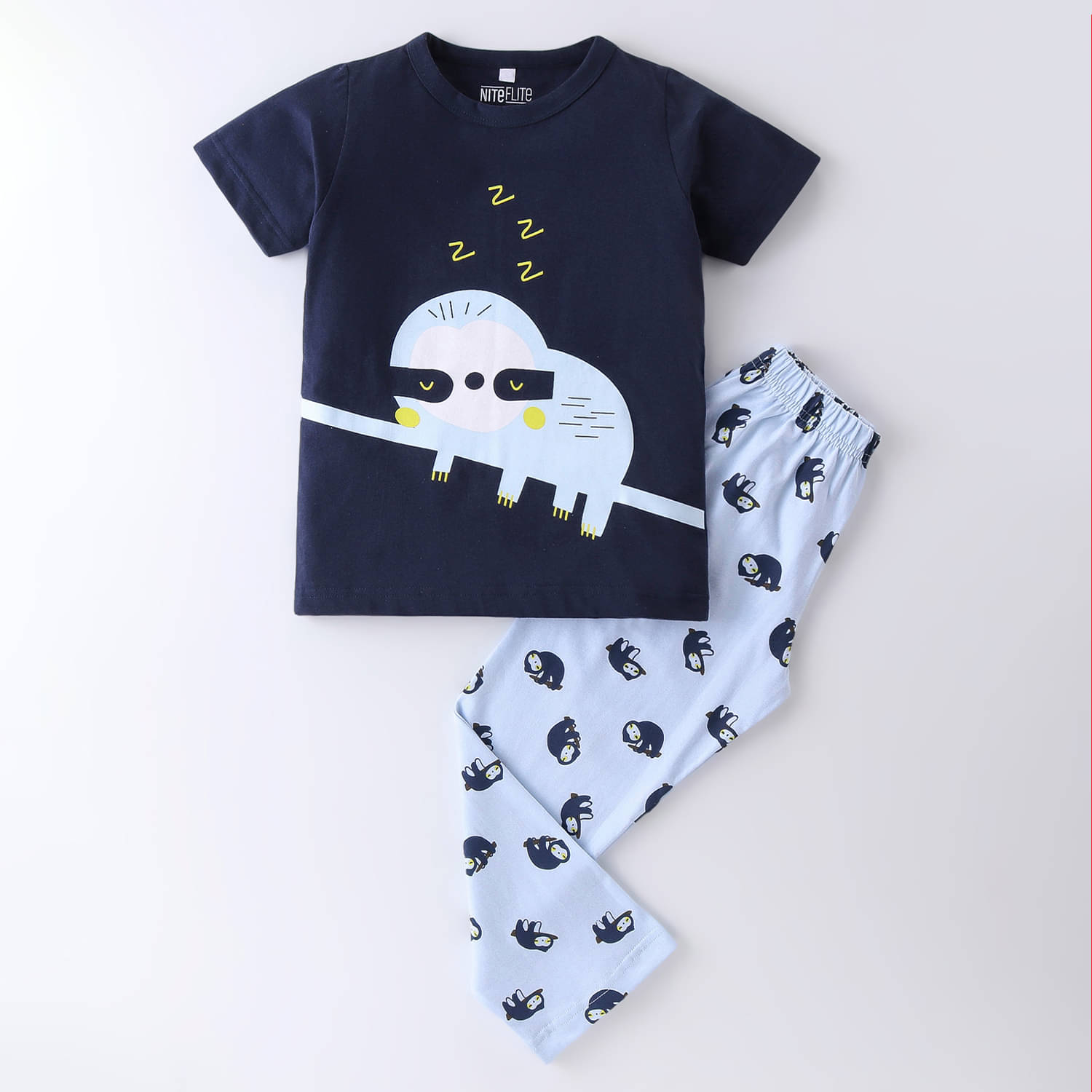 Nite Flite Pack of 1 Boys 100% Cotton Nightsuit Set ( Navy Blue )     			Nite Flite Pack of 1 Boys 100% Cotton Nightsuit Set ( Navy Blue )