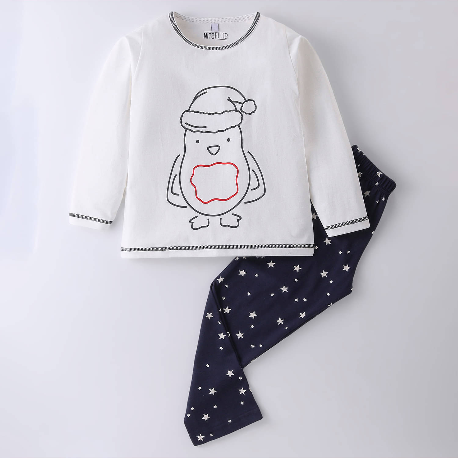     			Nite Flite Pack of 1 Girls Cotton Nightsuit Set ( Off White )