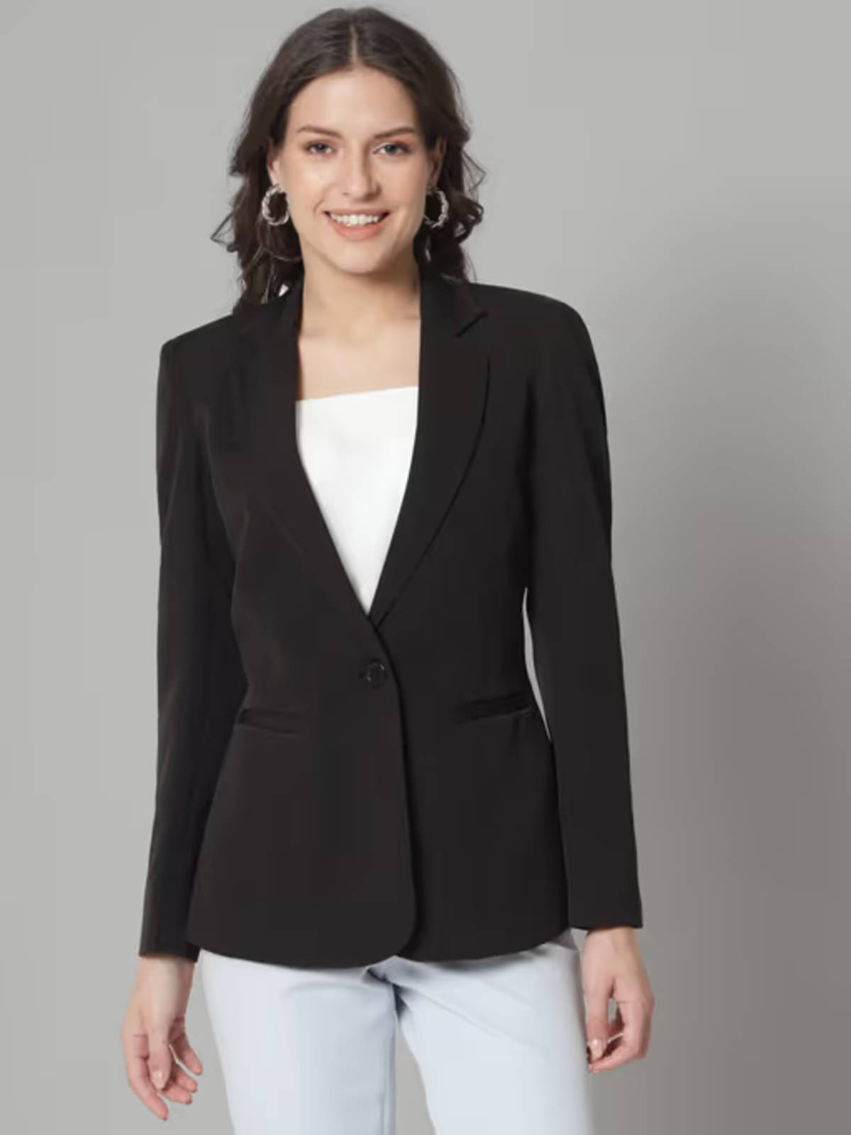 PLUS PARADISE - Cotton Blend Black Blazers PLUS PARADISE - Cotton Blend Black Blazers