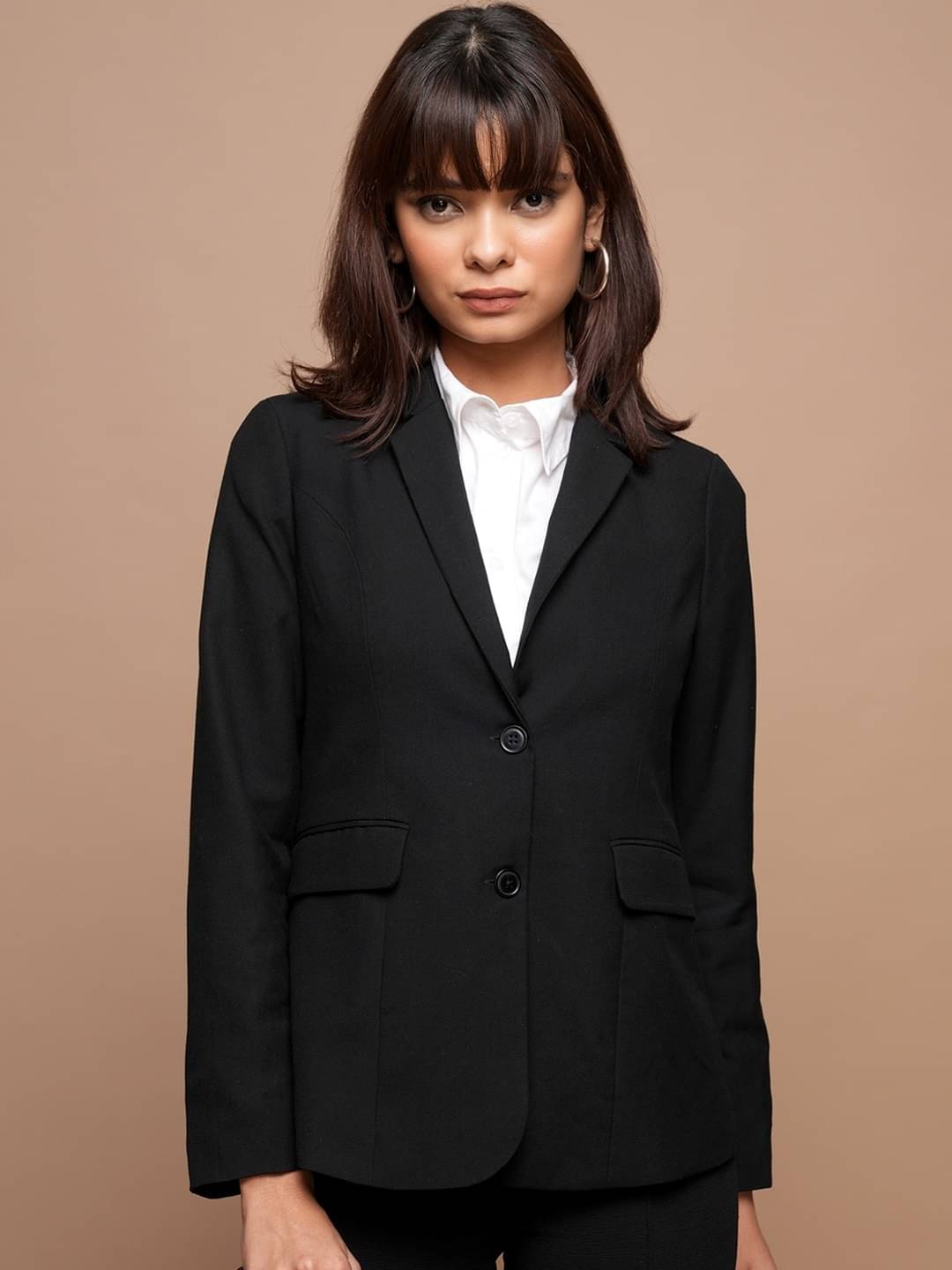     			PLUS PARADISE - Cotton Blend Black Blazers