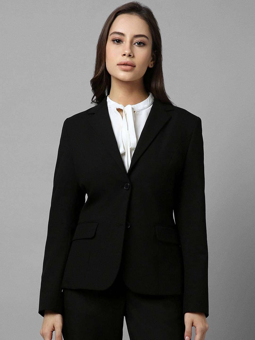 PLUS PARADISE - Cotton Blend Black Blazers     			PLUS PARADISE - Cotton Blend Black Blazers