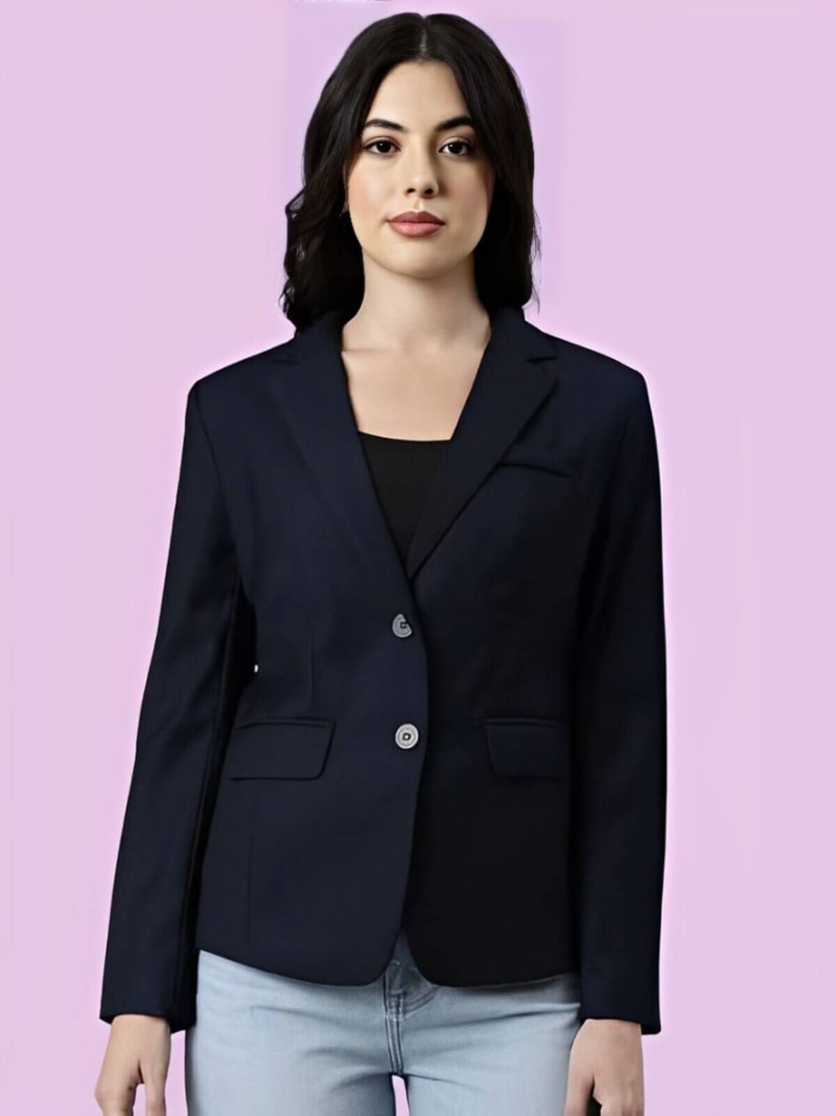 PLUS PARADISE - Cotton Blend Blue Blazers PLUS PARADISE - Cotton Blend Blue Blazers