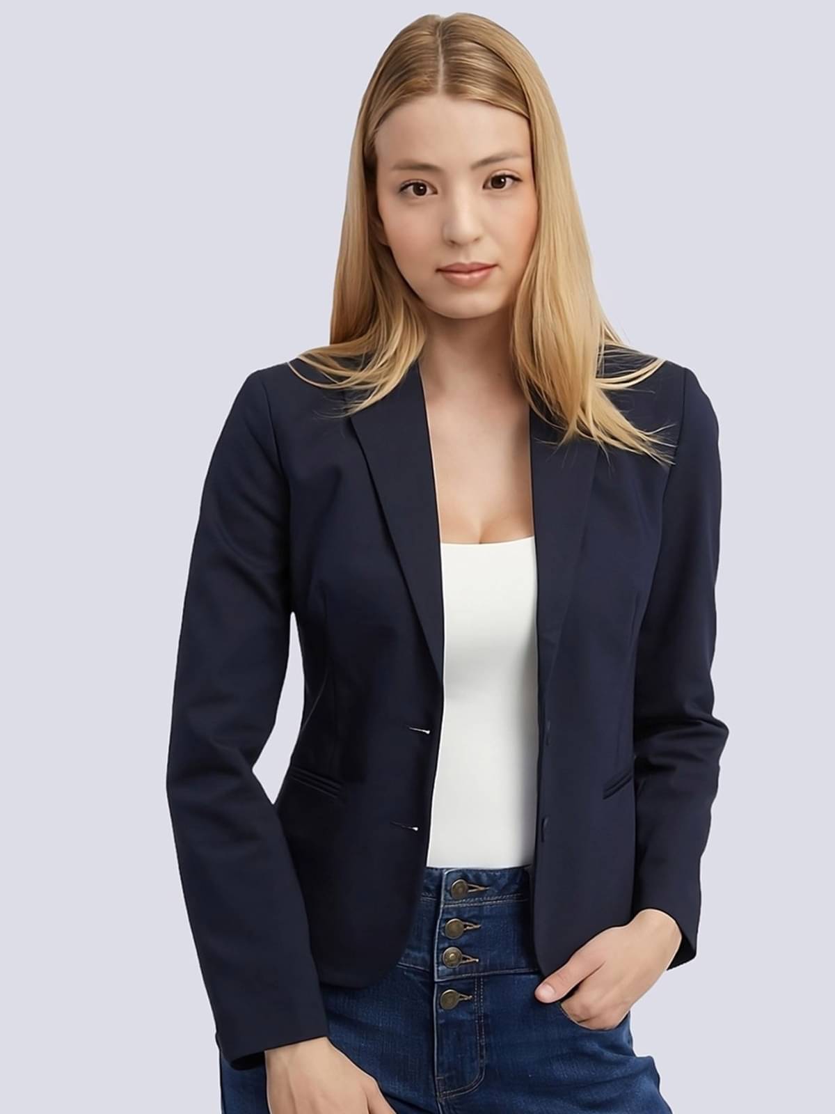 PLUS PARADISE - Cotton Blend Blue Blazers PLUS PARADISE - Cotton Blend Blue Blazers
