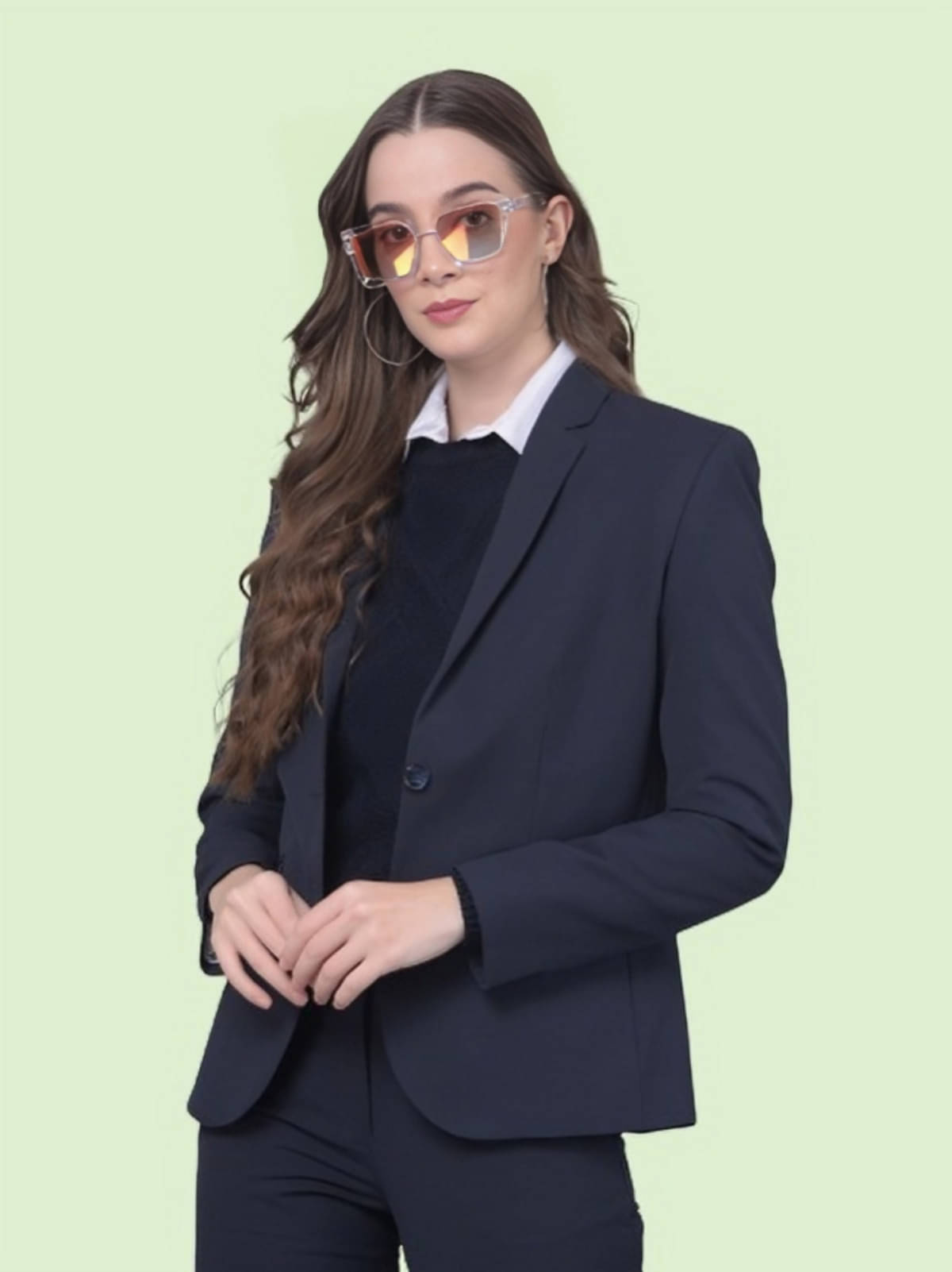     			PLUS PARADISE - Cotton Blend Blue Blazers