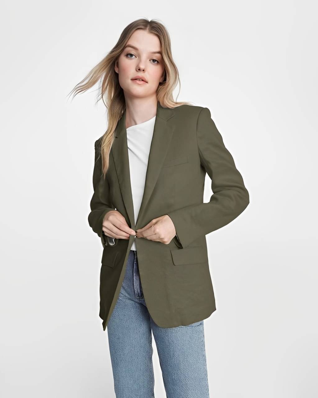 PLUS PARADISE - Cotton Blend Green Blazers PLUS PARADISE - Cotton Blend Green Blazers