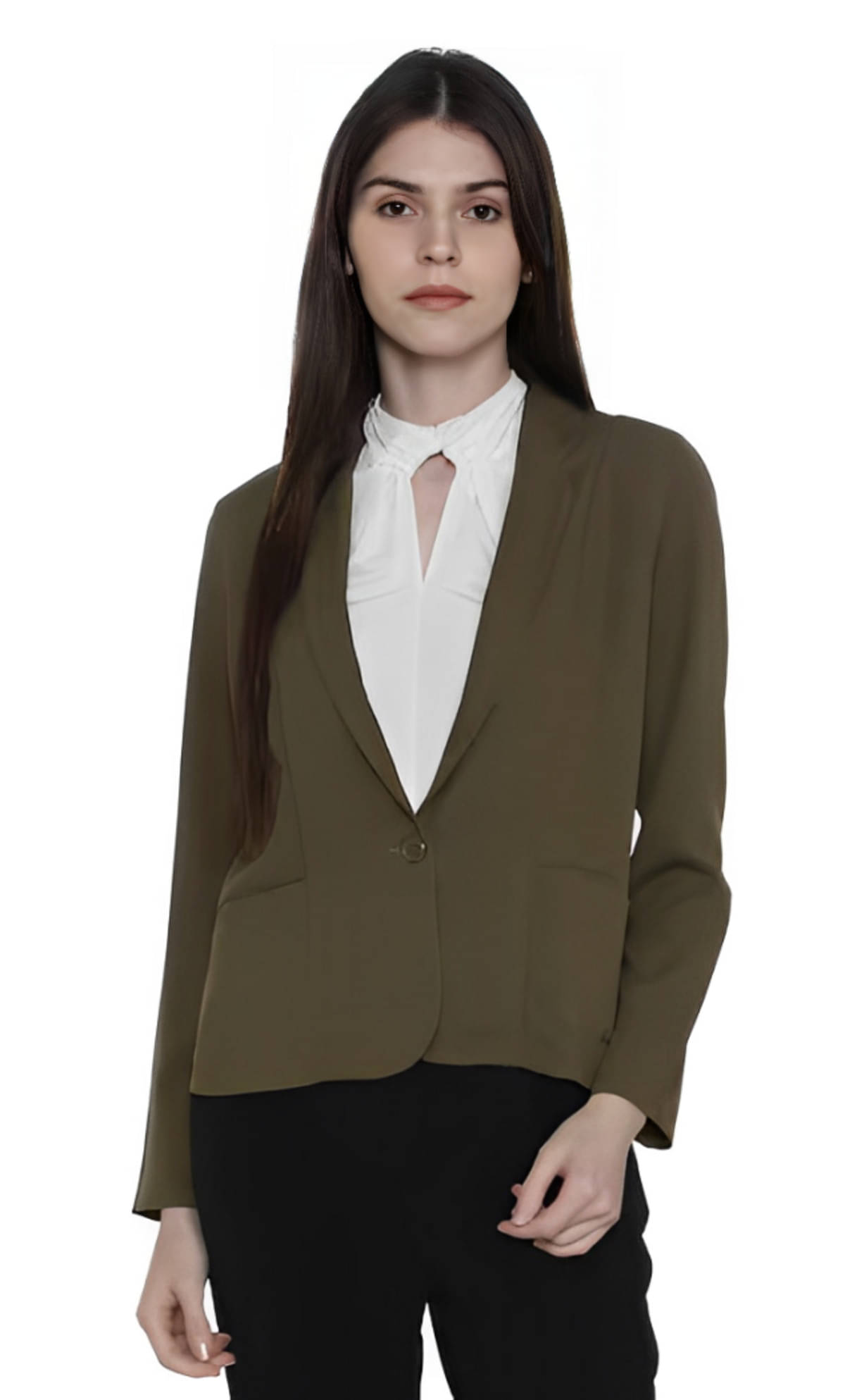     			PLUS PARADISE - Cotton Blend Green Blazers
