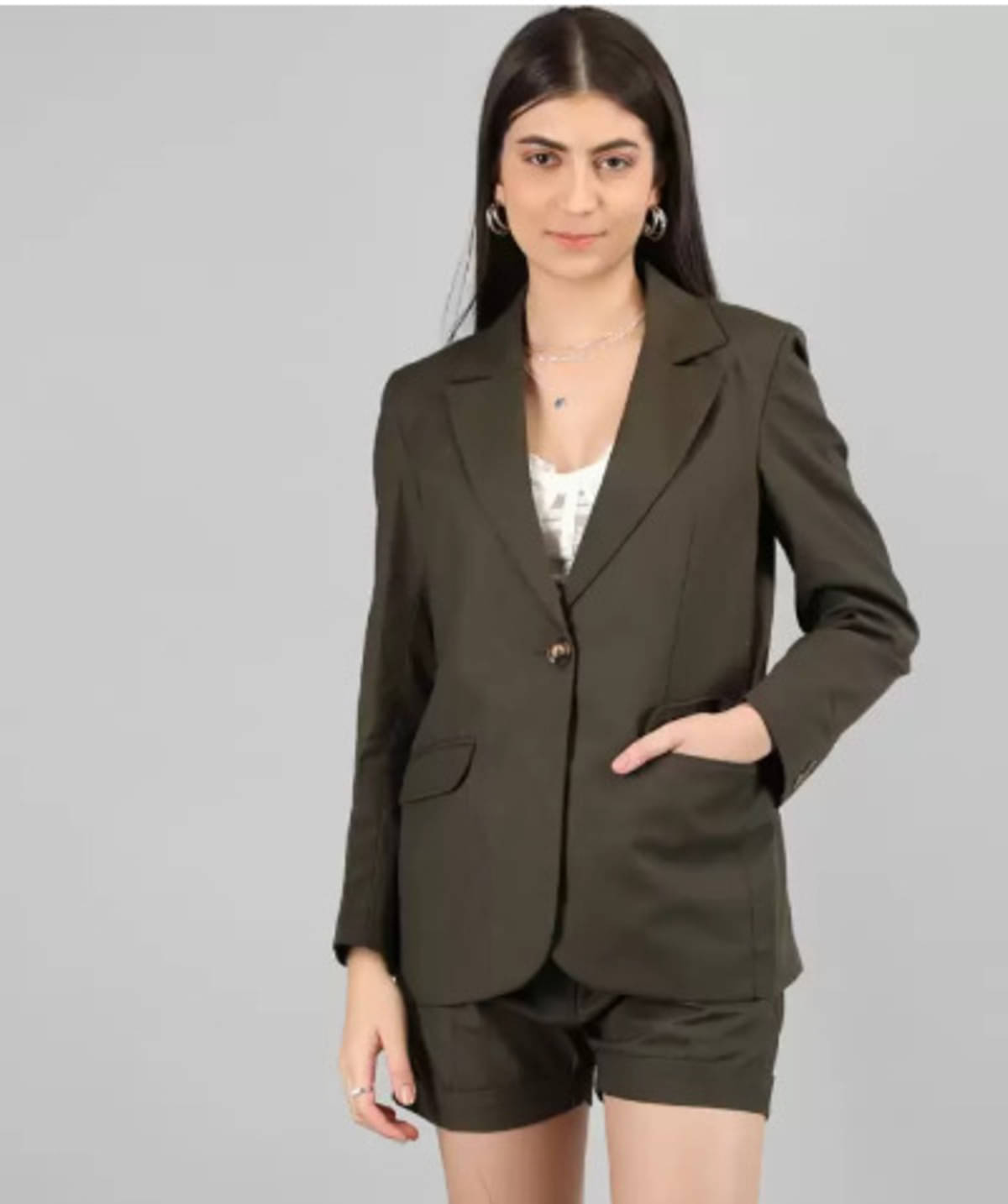 PLUS PARADISE - Cotton Blend Green Blazers PLUS PARADISE - Cotton Blend Green Blazers