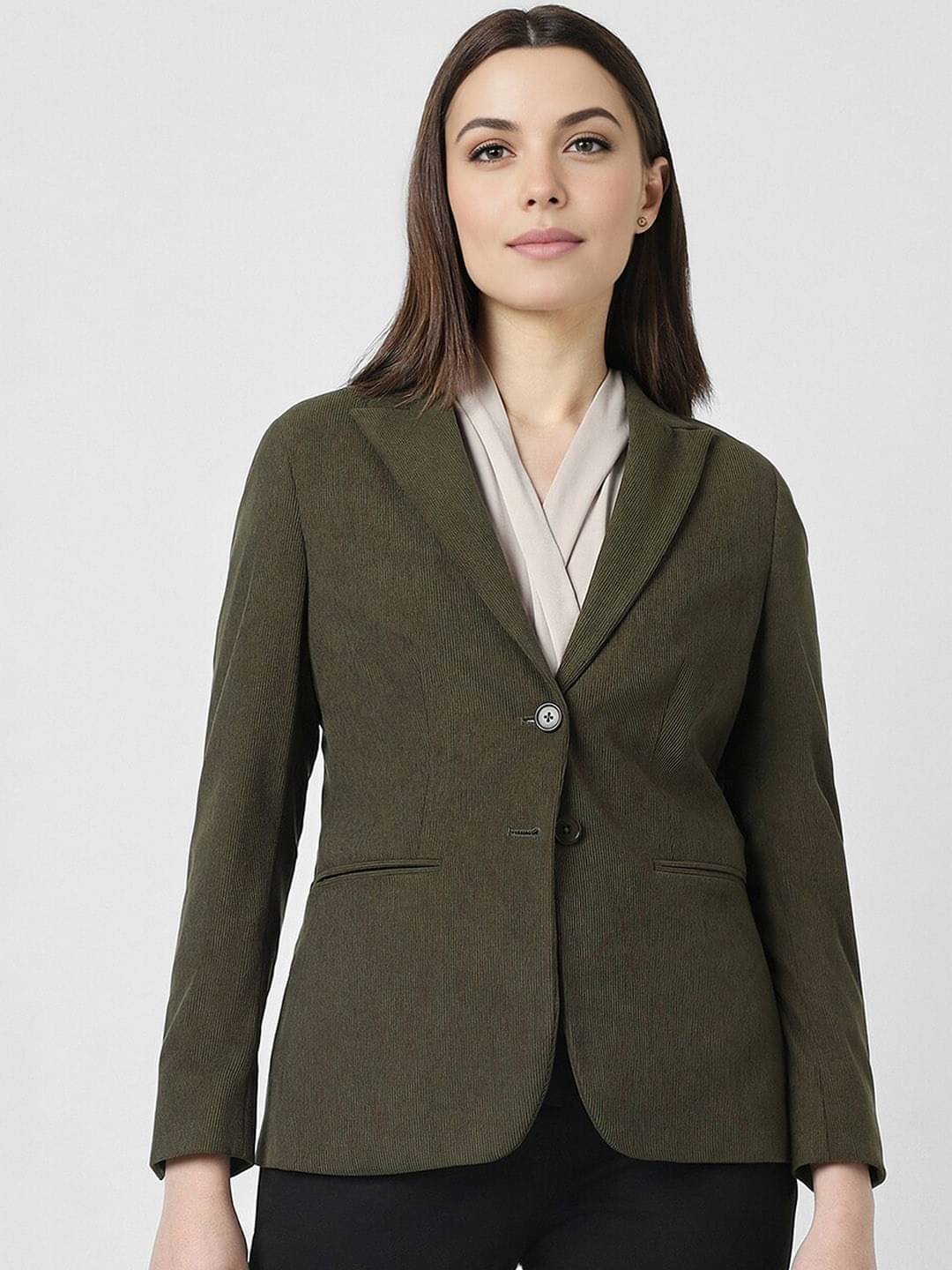     			PLUS PARADISE - Cotton Blend Green Blazers