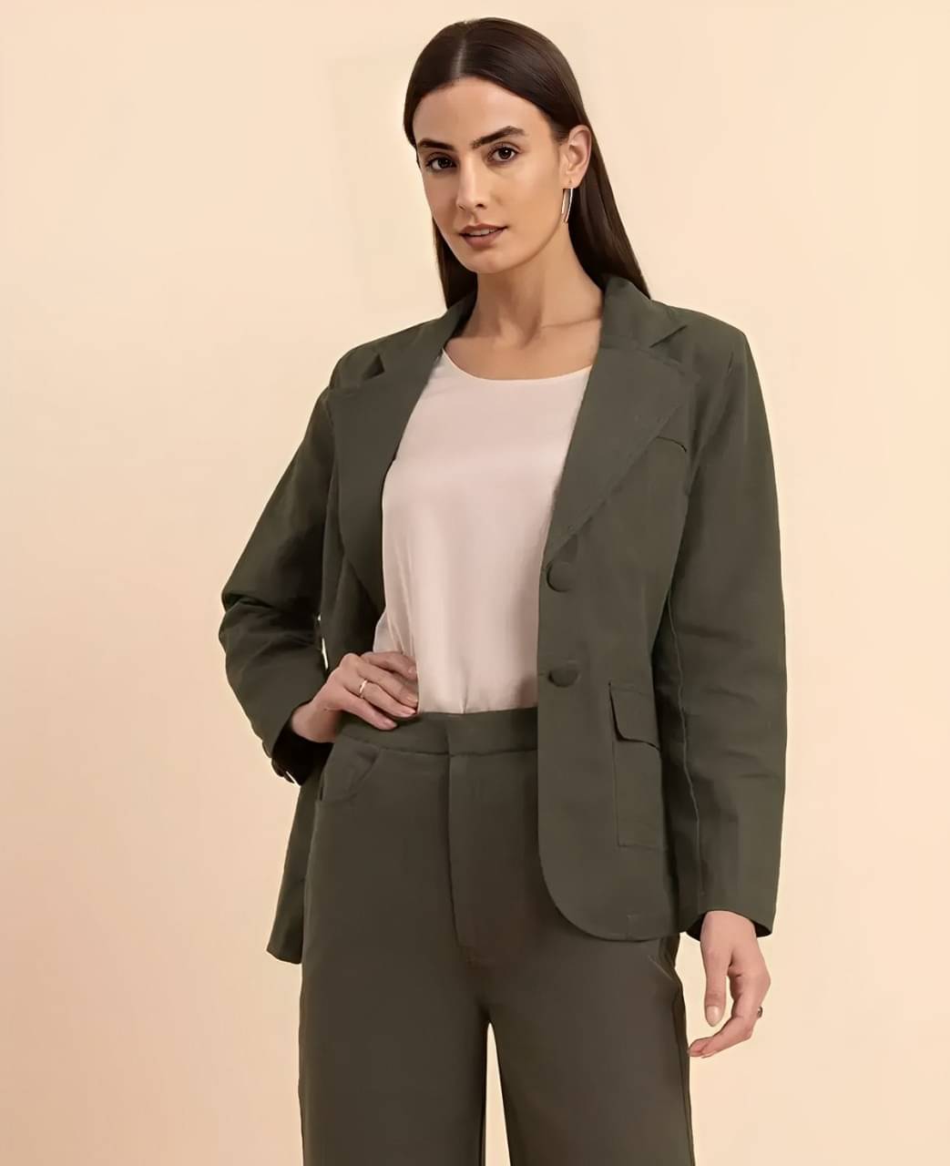 PLUS PARADISE - Cotton Blend Green Blazers PLUS PARADISE - Cotton Blend Green Blazers