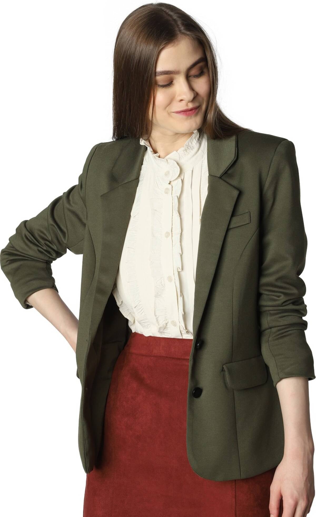     			PLUS PARADISE - Cotton Blend Green Blazers