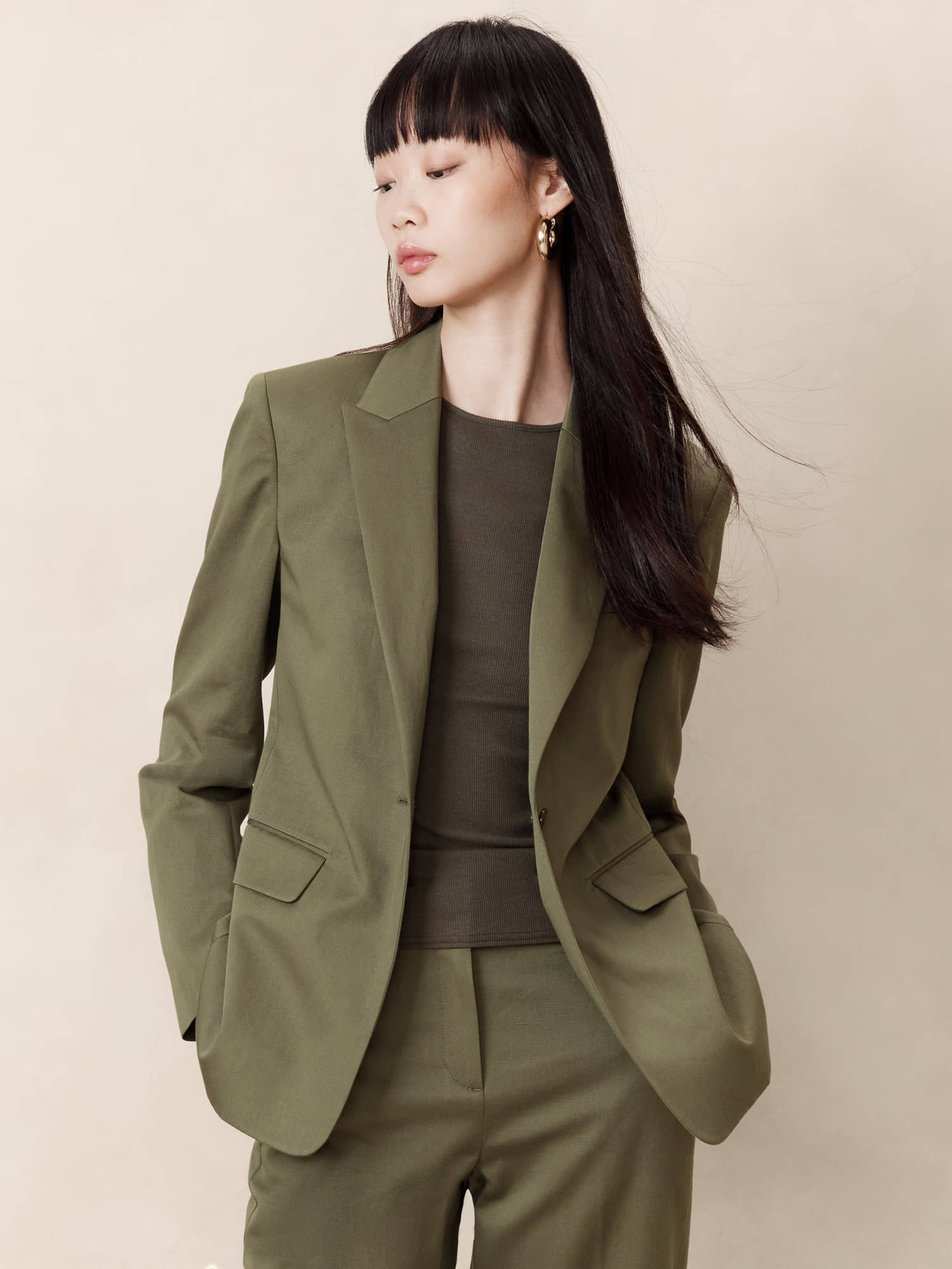 PLUS PARADISE - Cotton Blend Green Blazers PLUS PARADISE - Cotton Blend Green Blazers