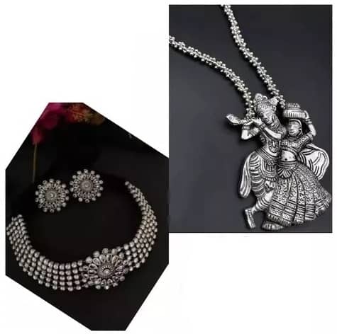 Samridhi DC Silver Alloy Necklace Set ( Pack of 1 )