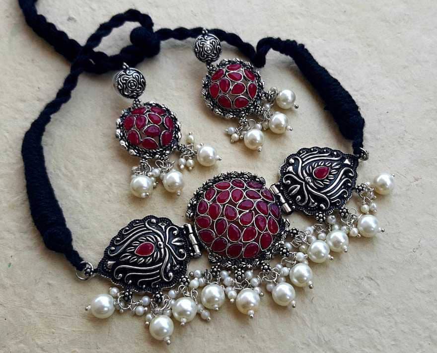 Samridhi DC Silver Alloy Necklace Set ( Pack of 1 )