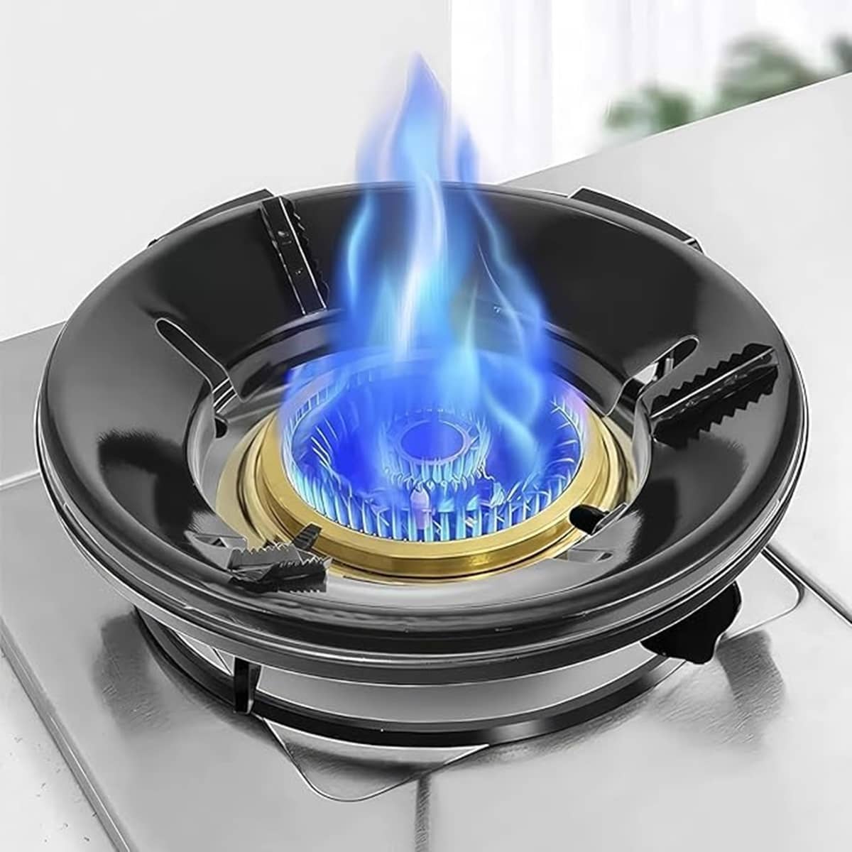 iview kitchenware Black Aluminium Fire & Windproof Energy Saving GAS Saver Stand ( Set of 1 )