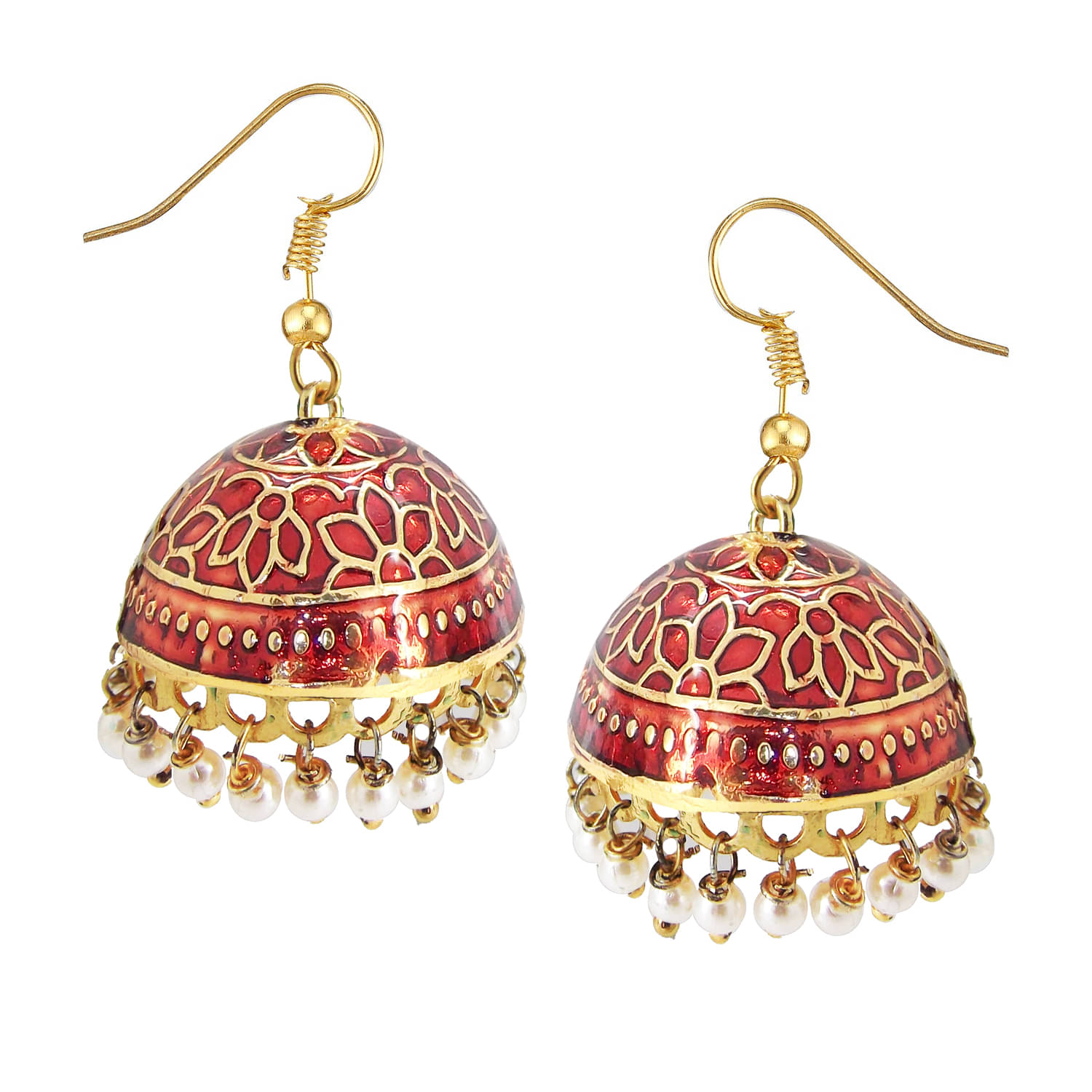     			9blings Maroon Jhumki Earrings ( Pack of 1 )