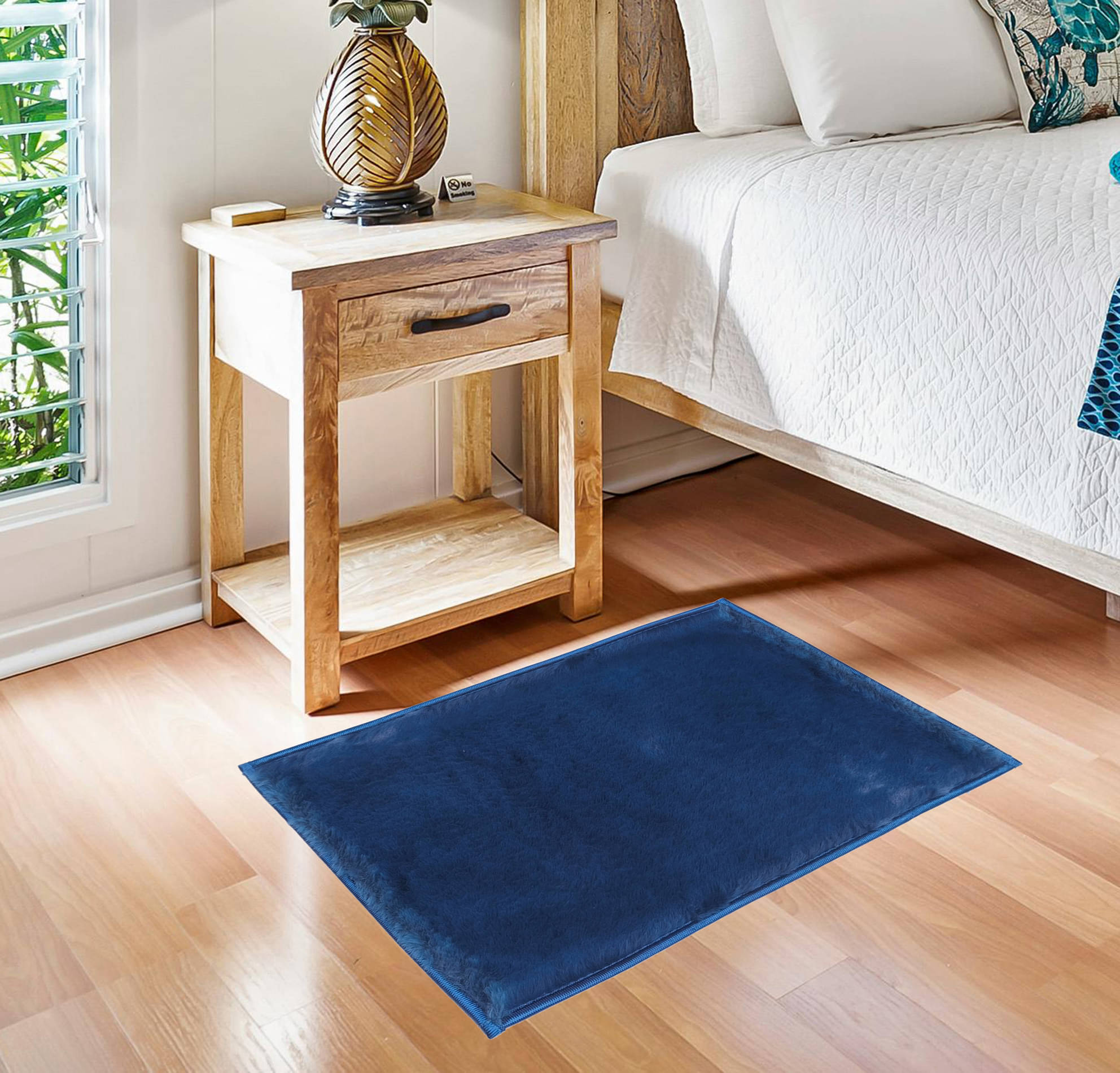 ADIRNY - Anti-skid Polycotton Door Mat ( 60 X 40 cm ) Single - Blue ADIRNY - Anti-skid Polycotton Door Mat ( 60 X 40 cm ) Single - Blue